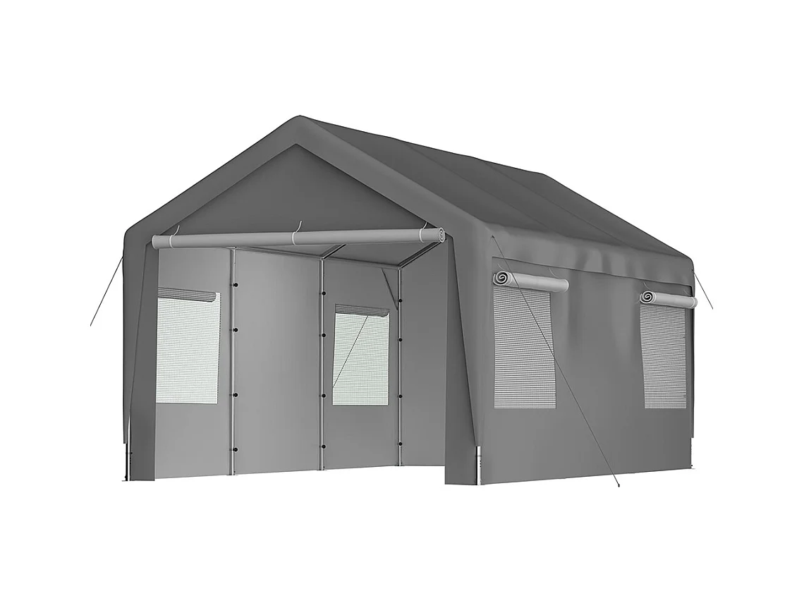 Garage abri voiture 3x6 mètres résistant hiver avec fenêtre enroulable et toit amovible pour protection SUV camion extérieur