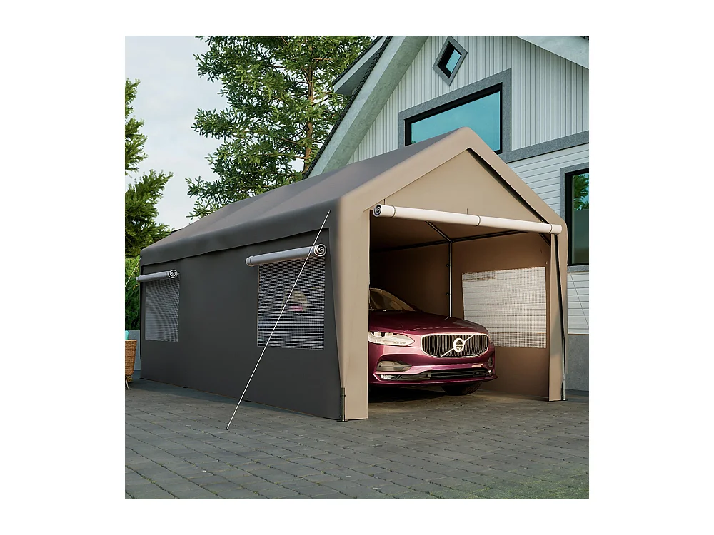 Garage abri voiture 3x6 mètres résistant hiver avec fenêtre enroulable et toit amovible pour protection SUV camion extérieur