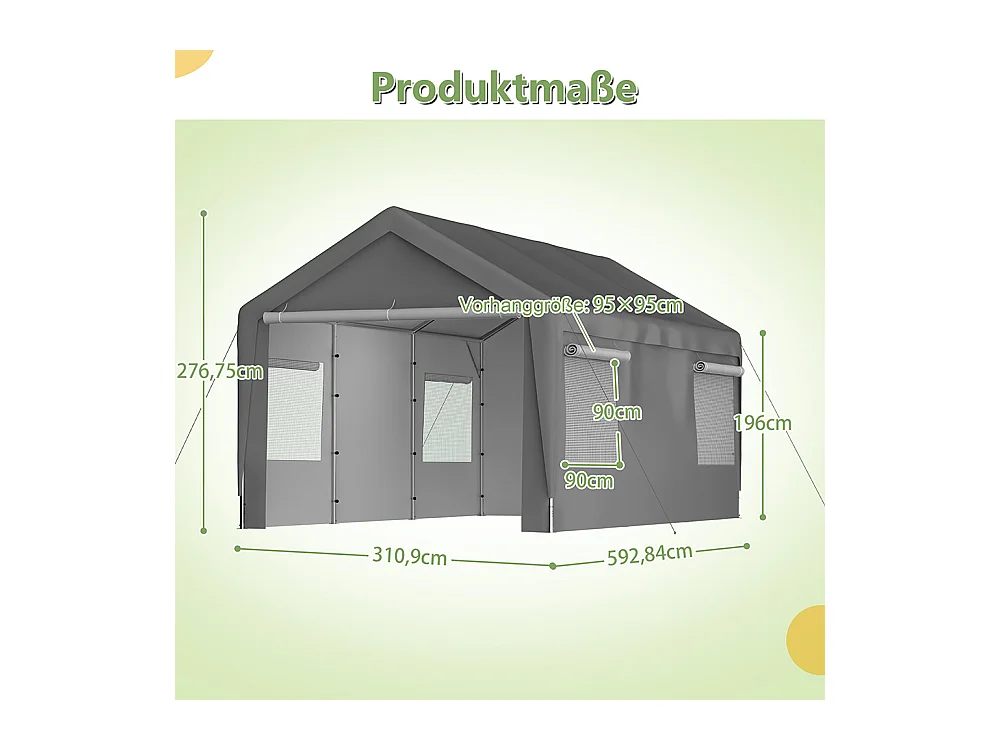 Garage abri voiture 3x6 mètres résistant hiver avec fenêtre enroulable et toit amovible pour protection SUV camion extérieur