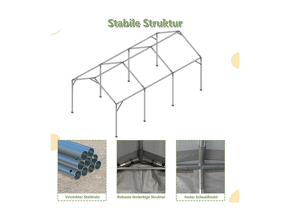 Garage abri voiture 3x6 mètres résistant hiver avec fenêtre enroulable et toit amovible pour protection SUV camion extérieur