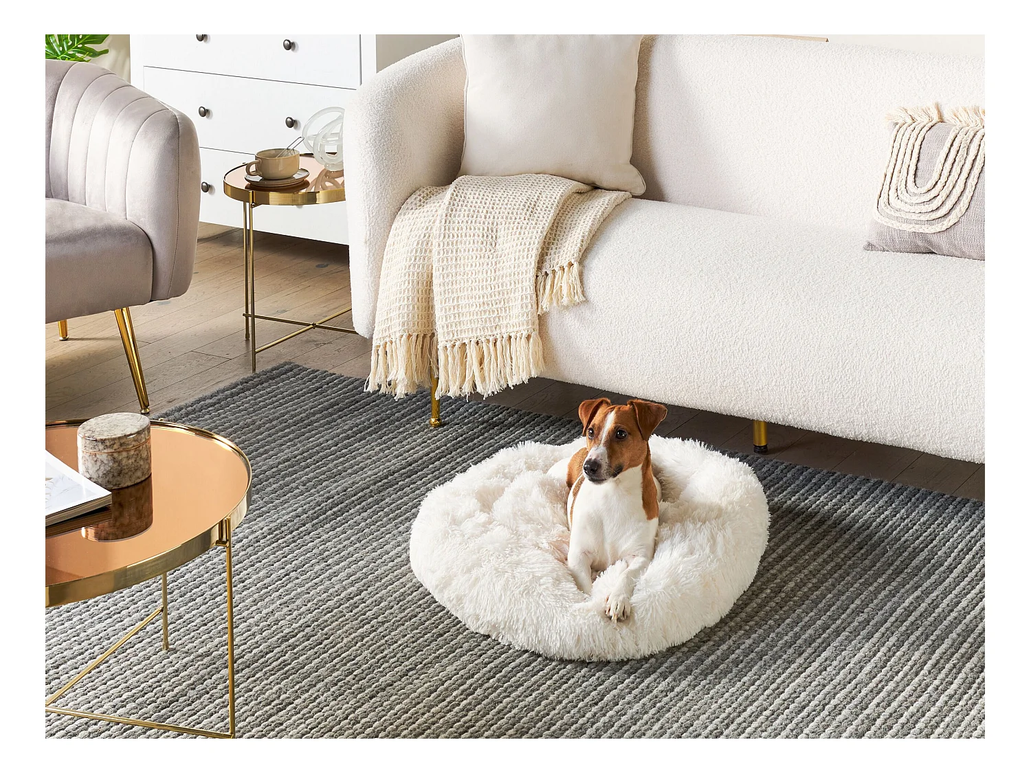 Legowisko KULU Sztuczne futro Złamana biel