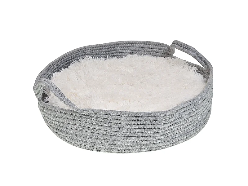 Kuscheliges Tierbett oval für Hunde Katzen grau / weiß ø 70 cm Dalaman