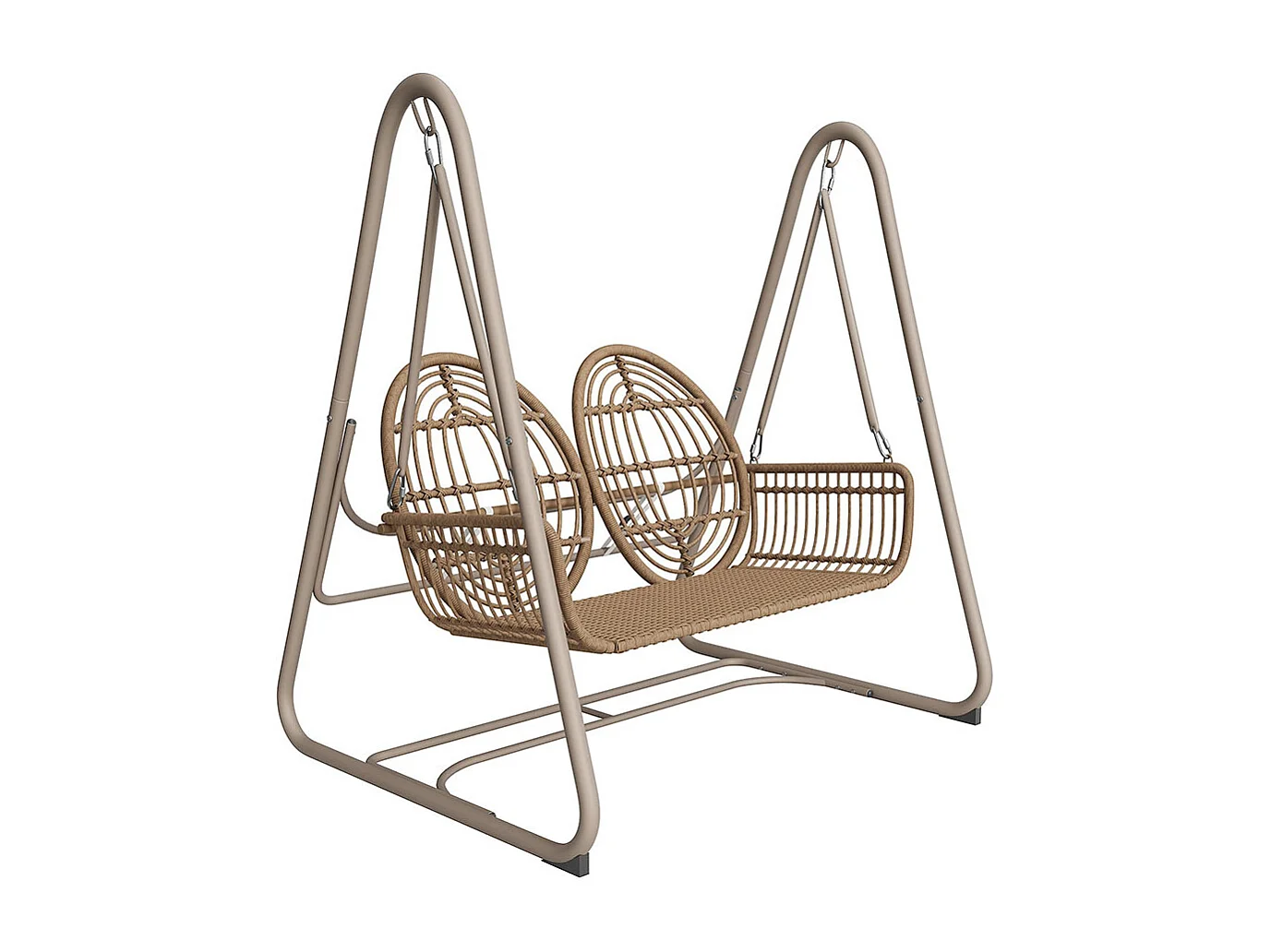 Chaise de balançoire jardin rotin synthétique 2 sièges dossier marron coussins ensemble de mobilier de jardin beiges