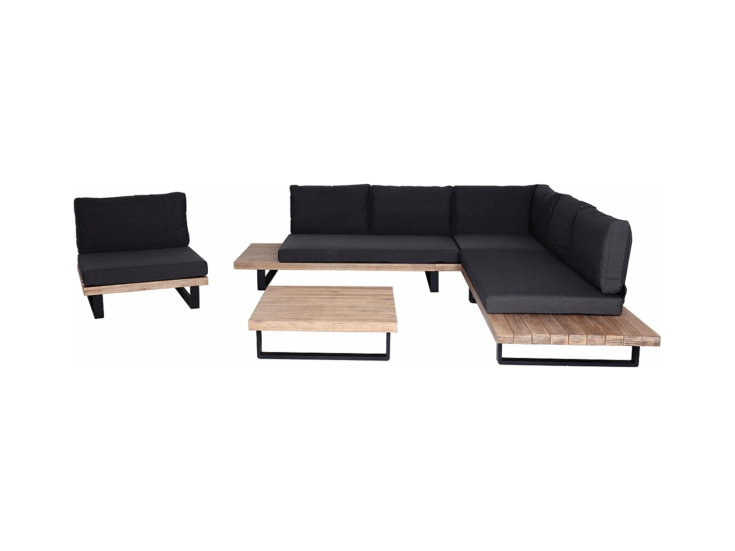 Salon de jardin avec bois marron 255 x 255 x 75 cm 04_0008297