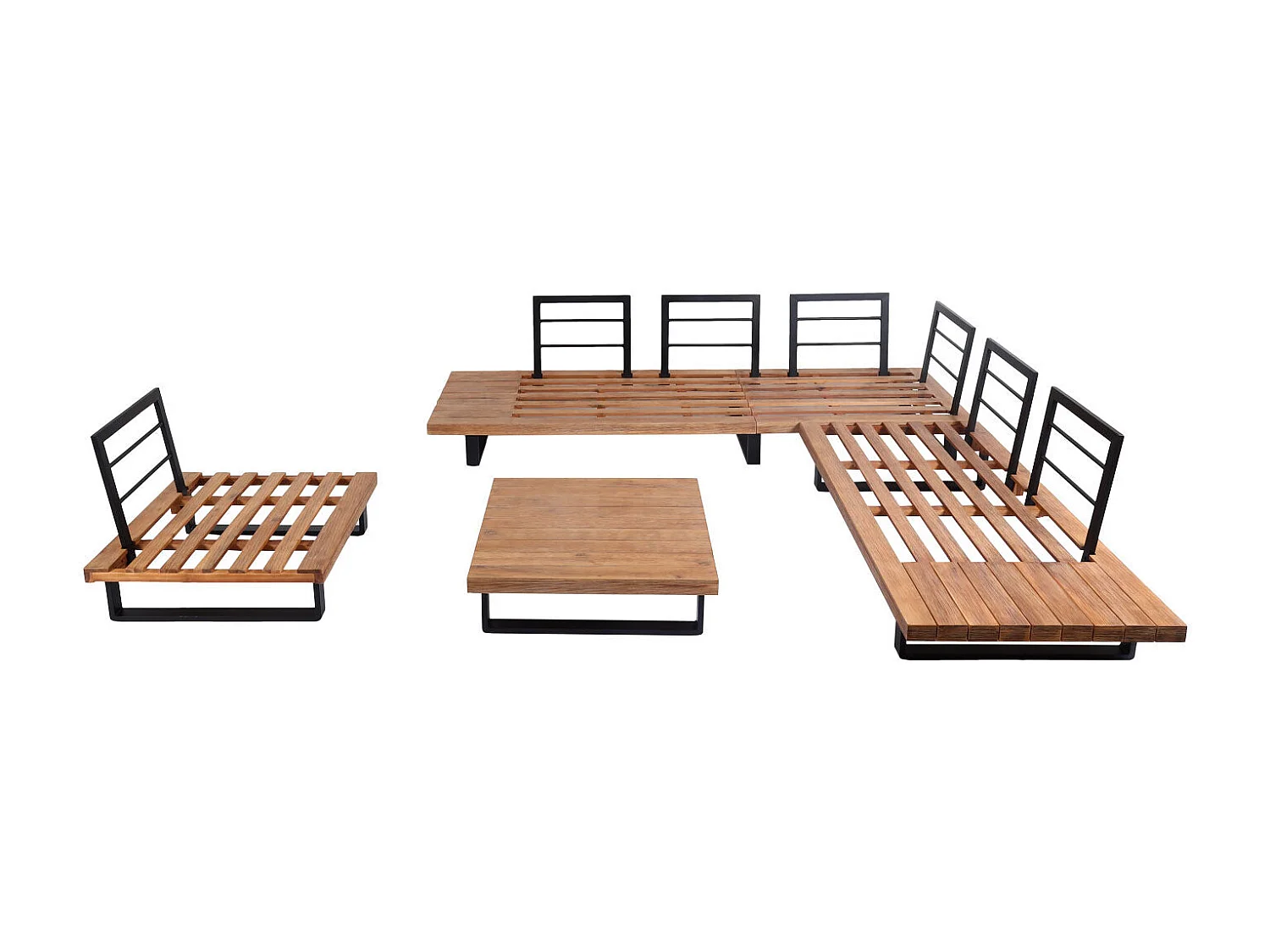 Salon de jardin avec bois marron 255 x 255 x 75 cm 04_0008297