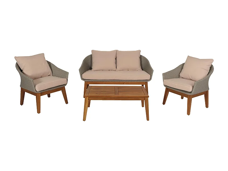 Salon de jardin canapé bois beige 76 x 51 x 140 cm 04_0008322