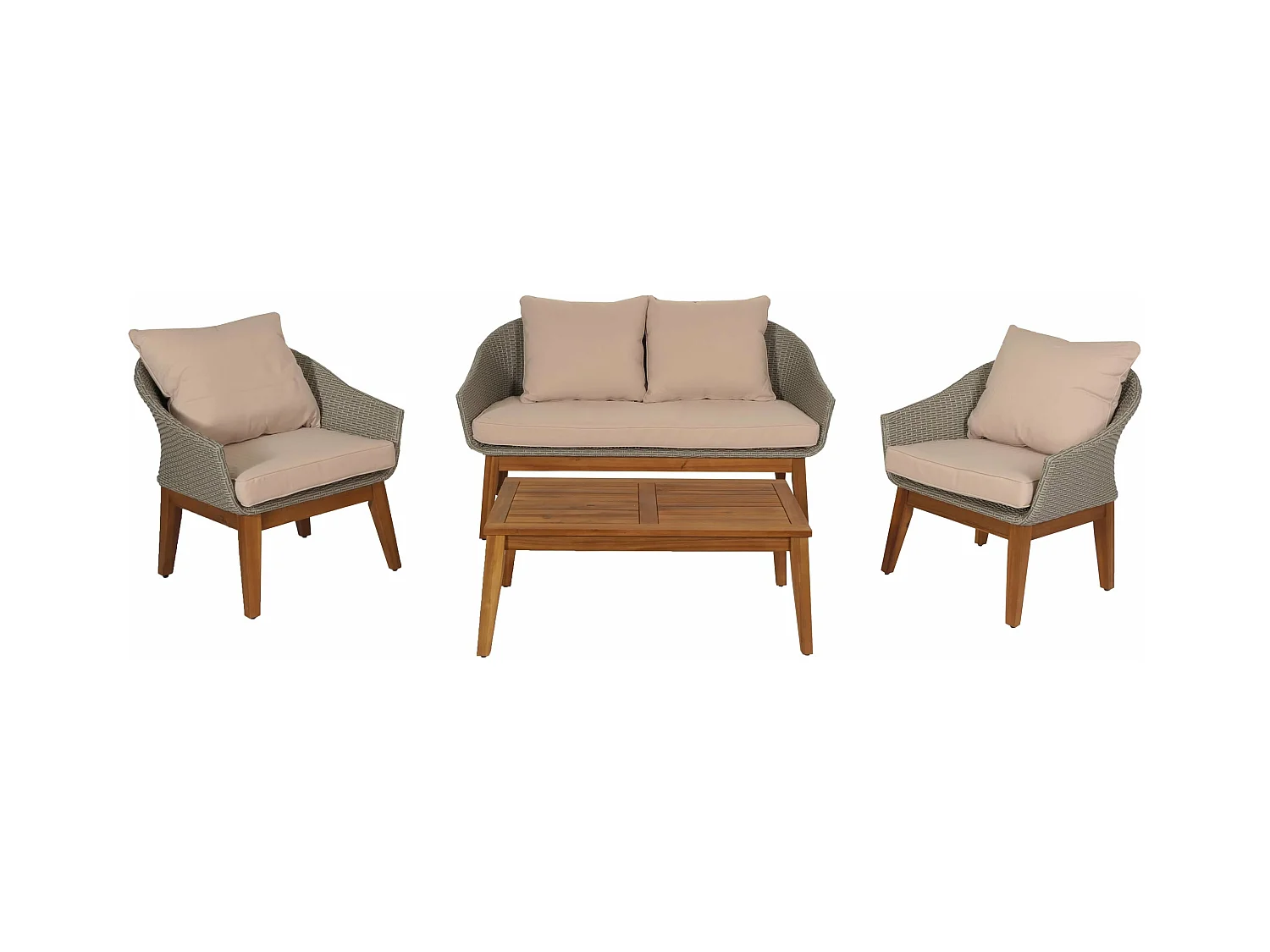 Salon de jardin canapé bois beige 76 x 51 x 140 cm 04_0008322