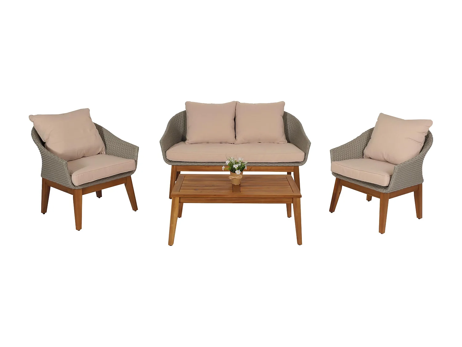 Salon de jardin canapé bois beige 76 x 51 x 140 cm 04_0008322