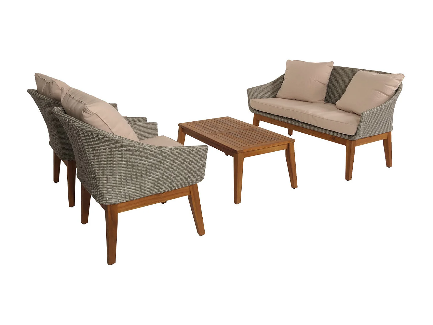 Salon de jardin canapé bois beige 76 x 51 x 140 cm 04_0008322