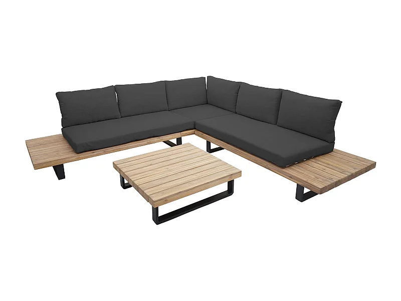 Salon de jardin terrasse bois marron 255 x 254 x 65 cm 04_0003578