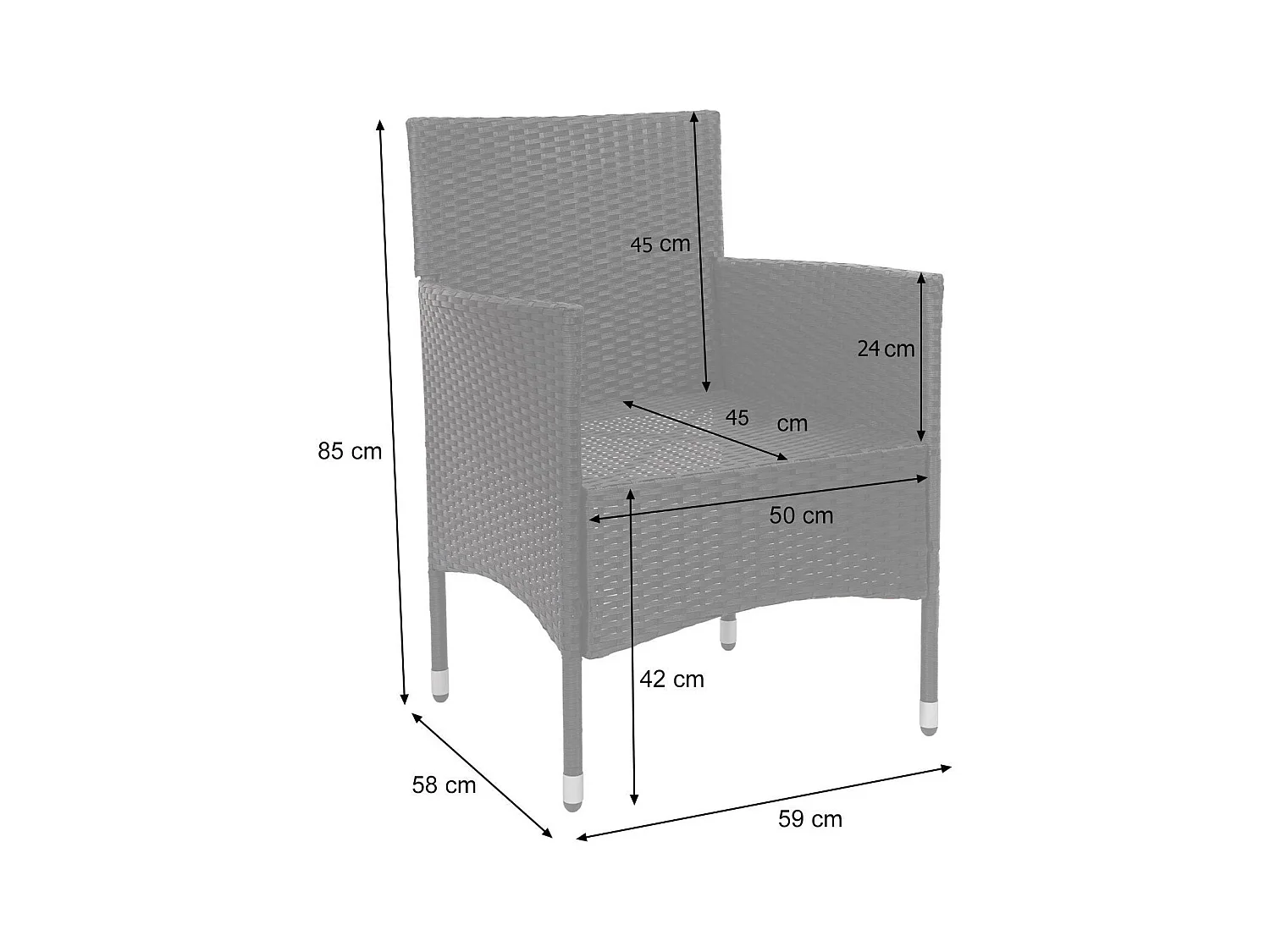 Salon de jardin balcon grise 59 x 58 x 85 cm 04_0004212
