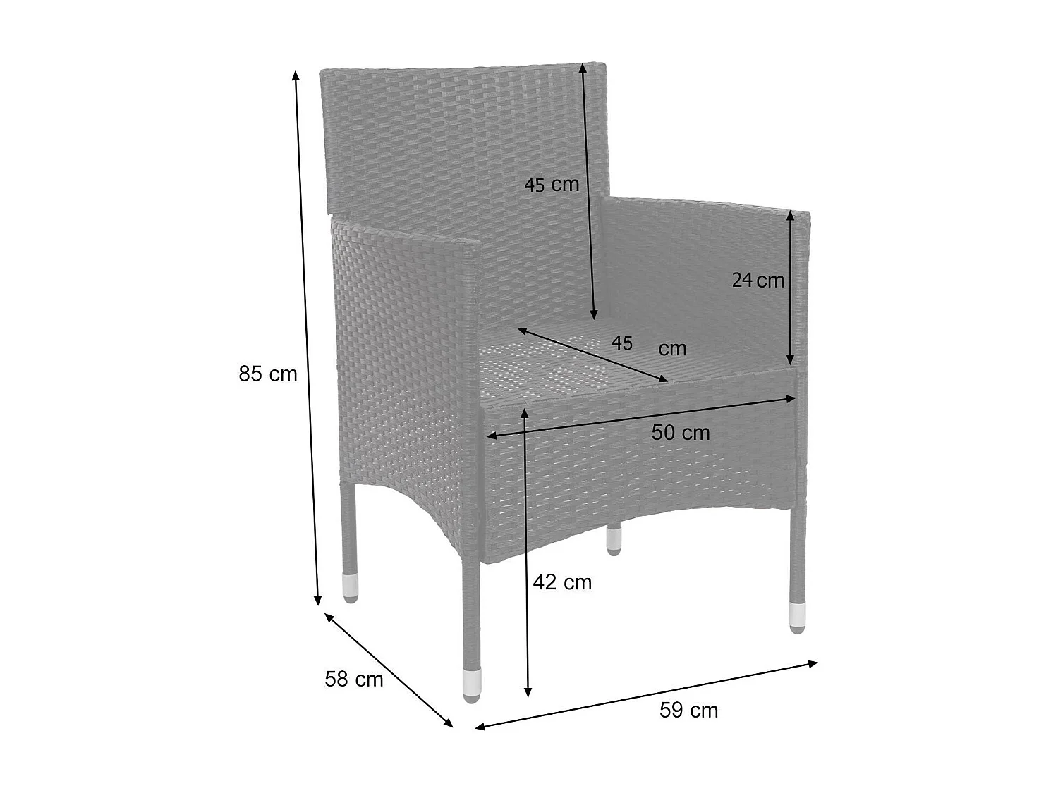 Salon de jardin balcon grise 59 x 58 x 85 cm 04_0004212