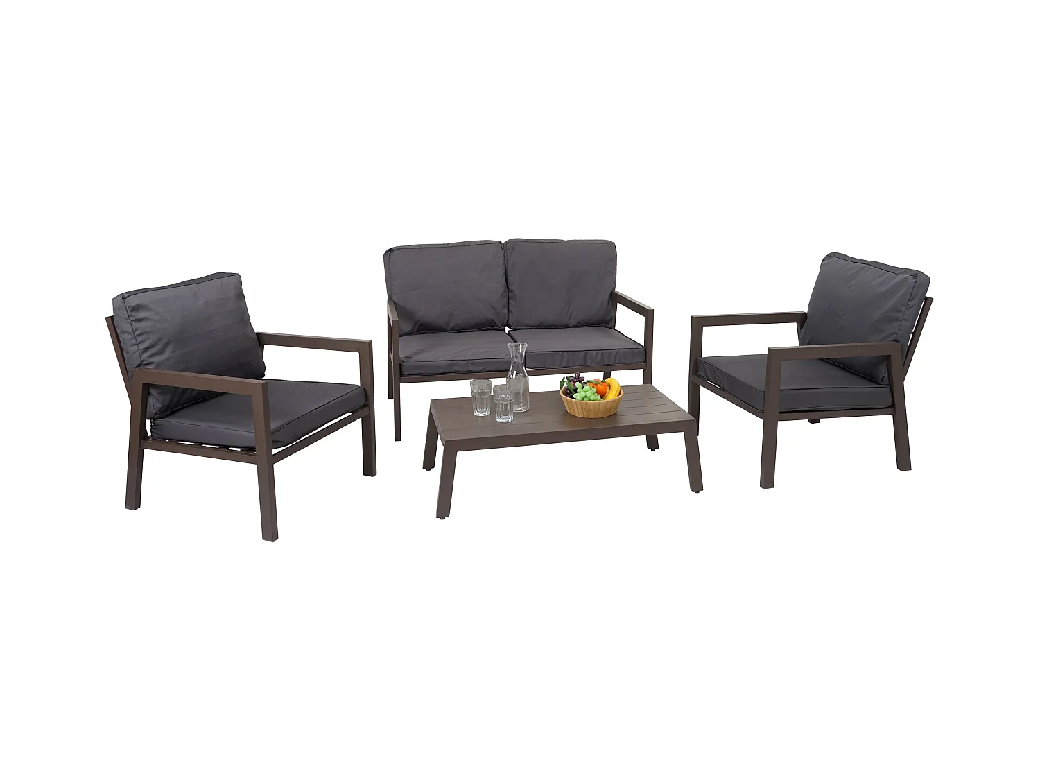 Salon de jardin ensemble métal grise 127 x 79 x 77 cm 04_0006767