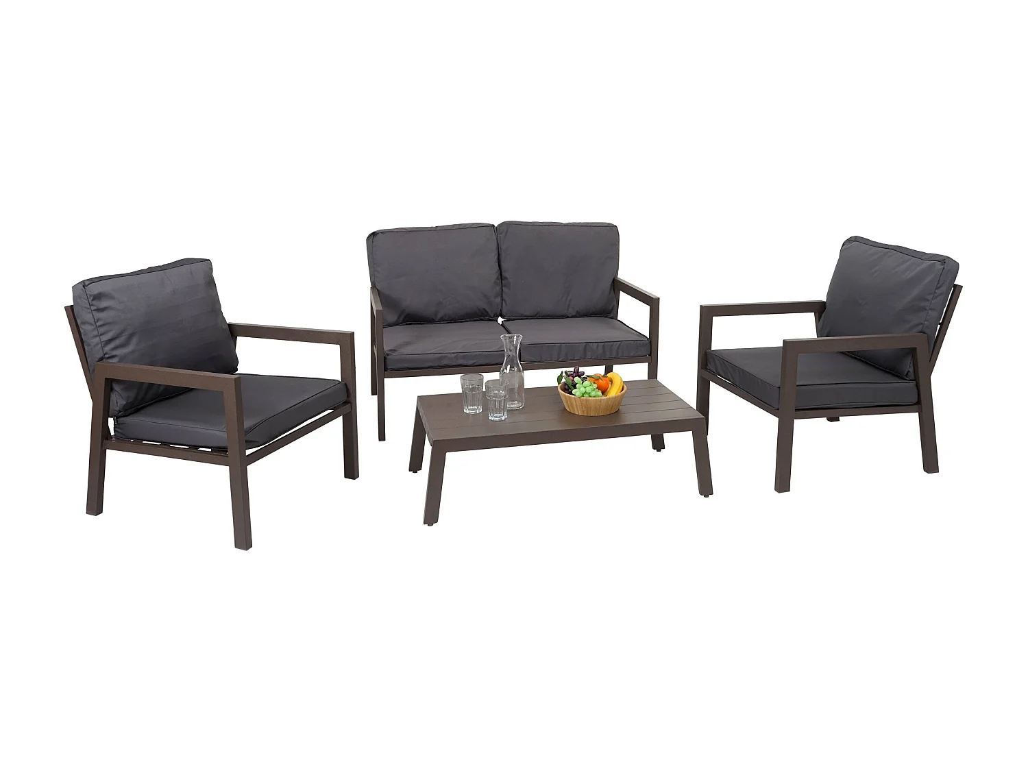 Salon de jardin ensemble métal grise 127 x 79 x 77 cm 04_0006767