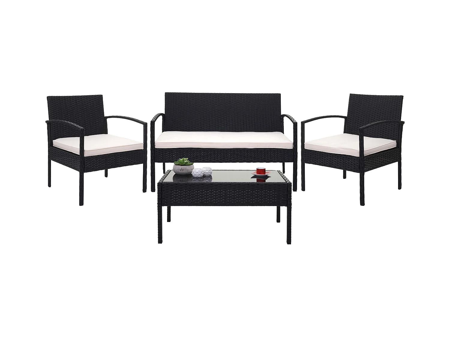 Ensemble pour extérieur balcon/jardin/salon crème 57 x 59 x 72 cm 04_0003247