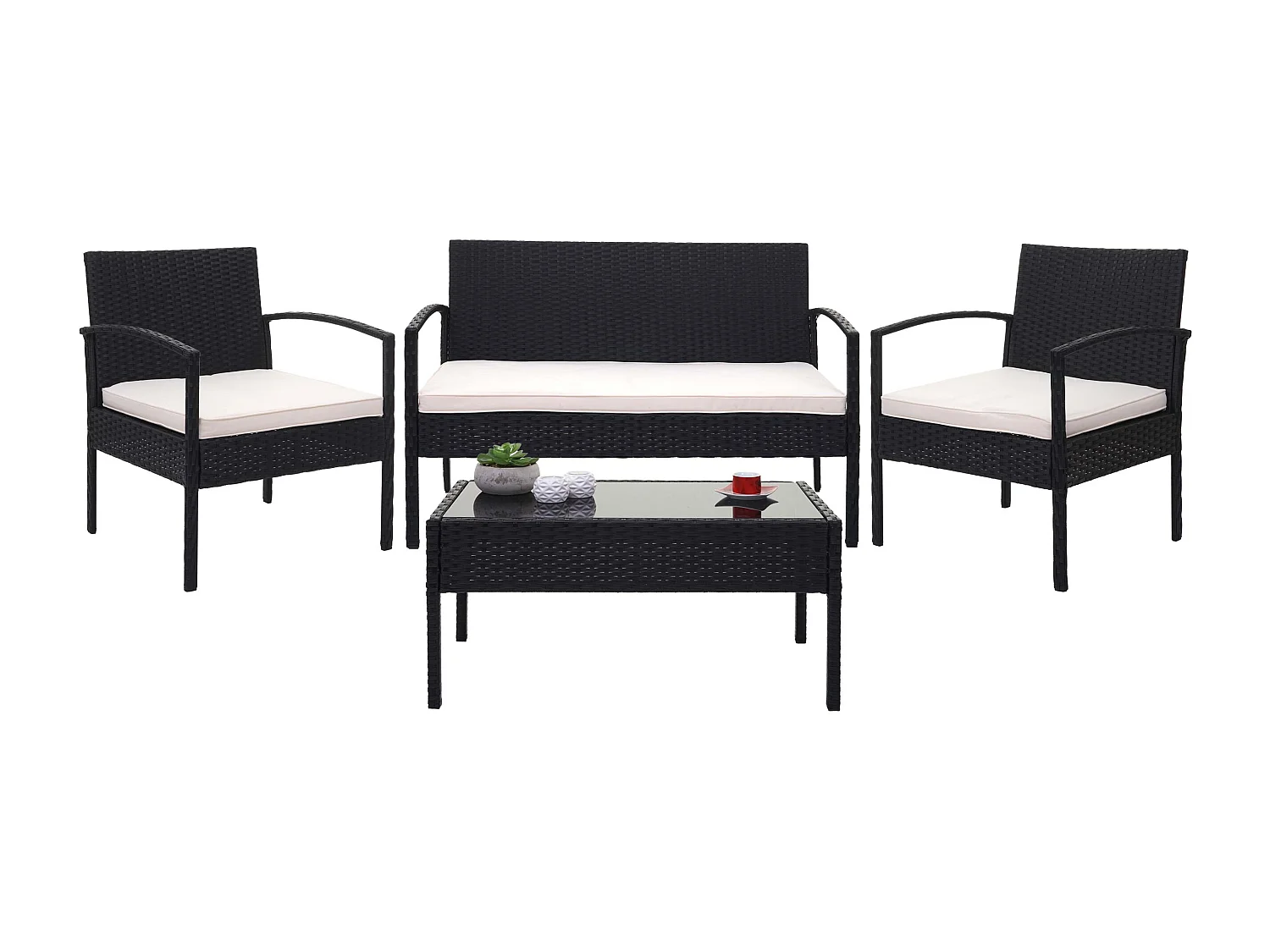 Ensemble pour extérieur balcon/jardin/salon crème 57 x 59 x 72 cm 04_0003247