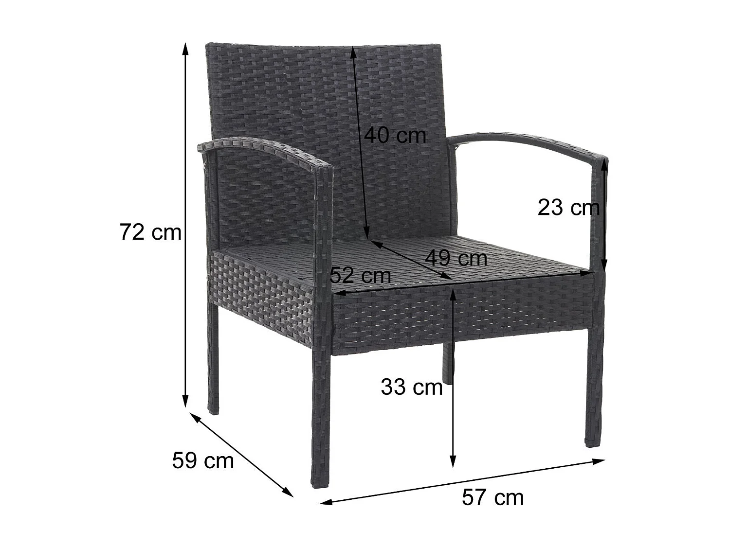 Ensemble pour extérieur balcon/jardin/salon crème 57 x 59 x 72 cm 04_0003247