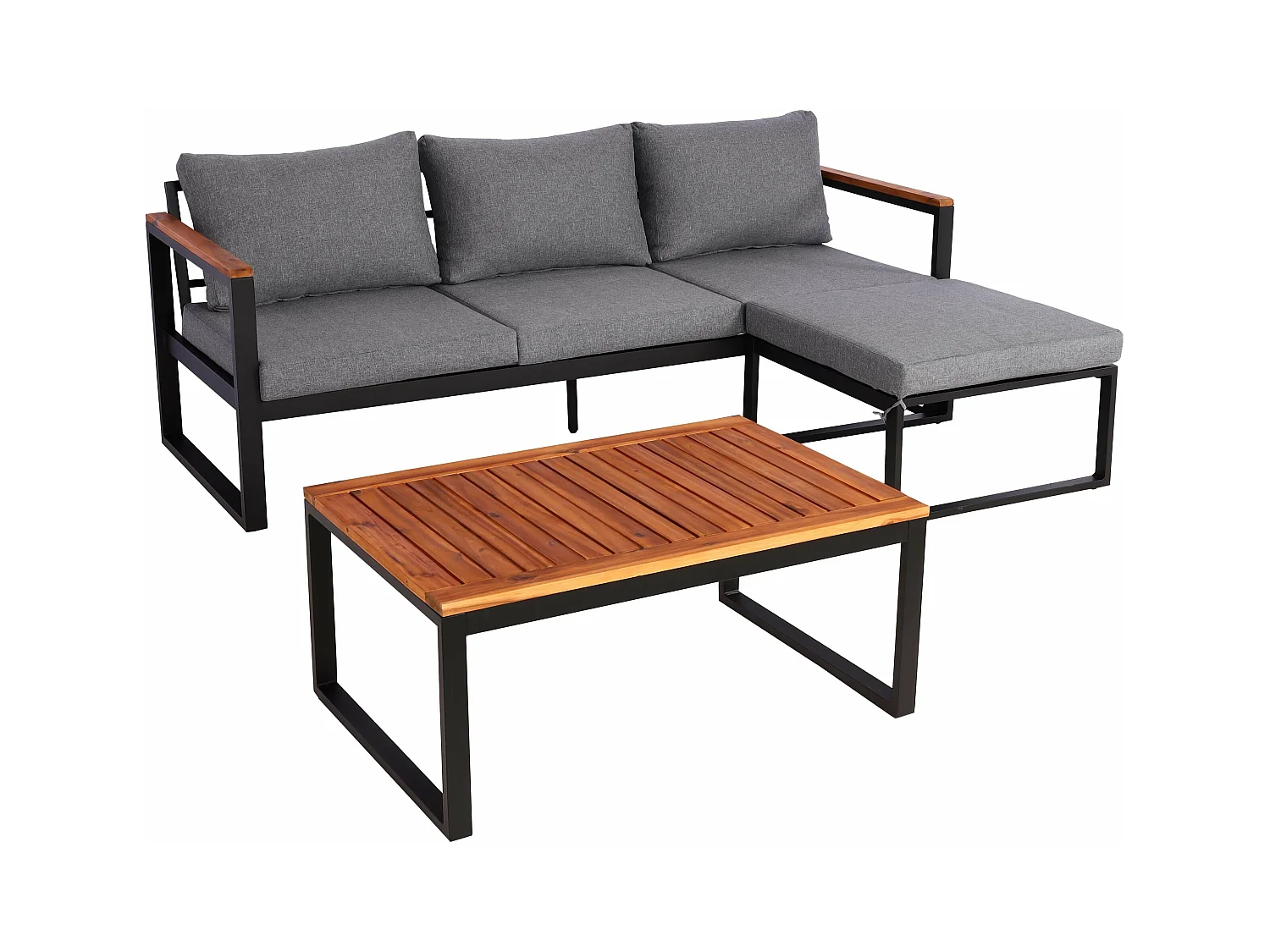 Salon de jardin canapé bois marron 67 x 38 x 190 cm 04_0008313