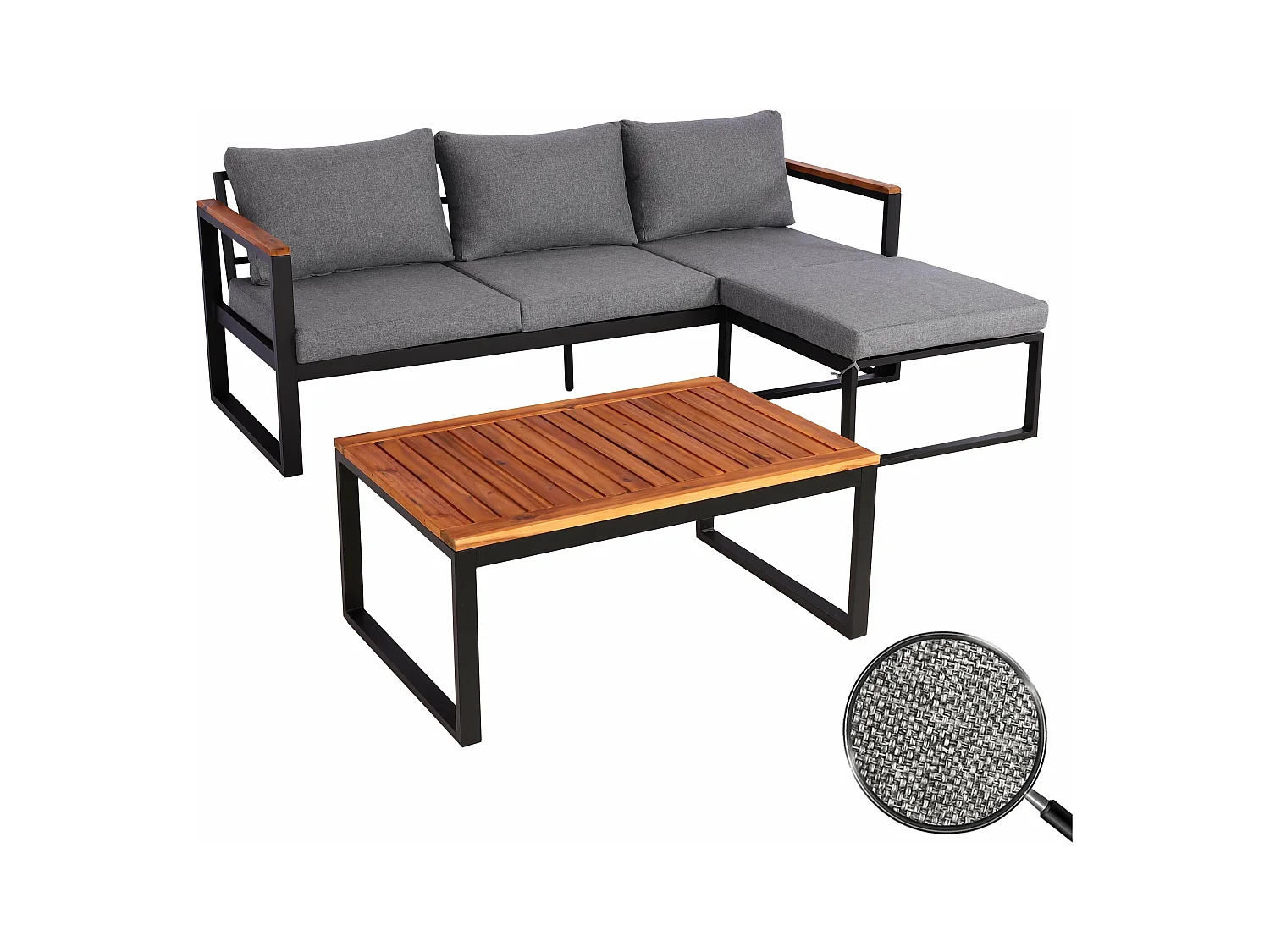 Salon de jardin canapé bois marron 67 x 38 x 190 cm 04_0008313