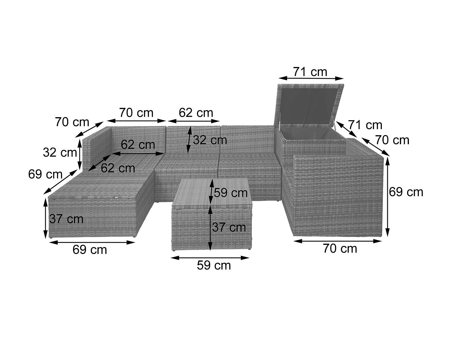 Salon de jardin fauteuil grise 62 x 70 x 69 cm 04_0003049