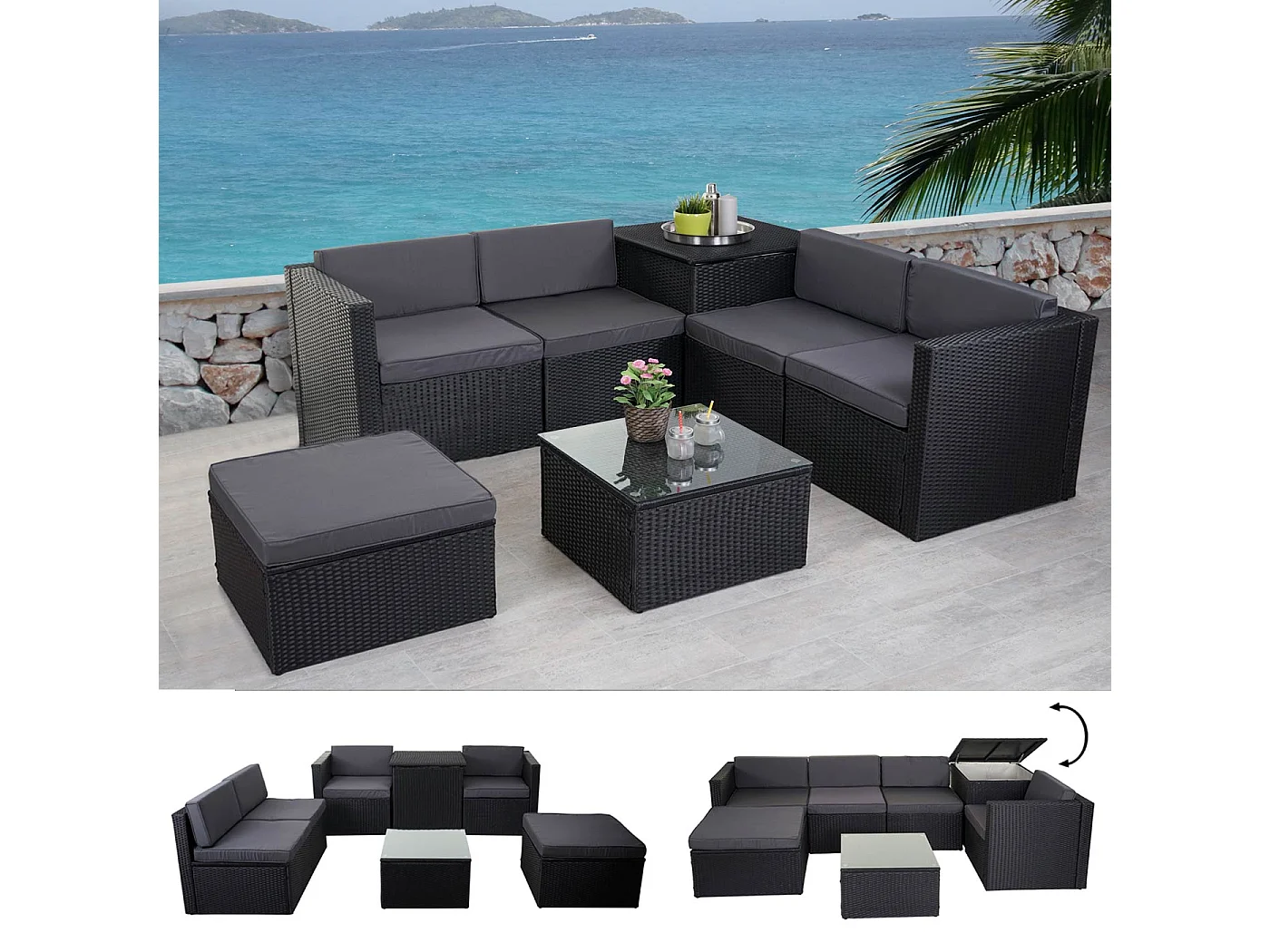 Salon de jardin fauteuil grise 62 x 70 x 69 cm 04_0003049