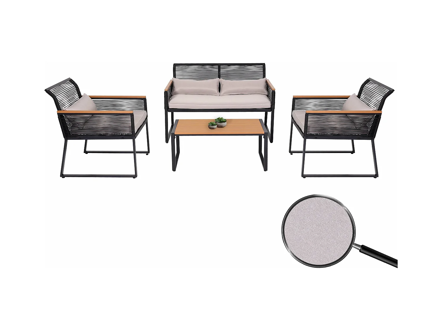 Salon de jardin canapé grise 66 x 38 x 118 cm 04_0008309