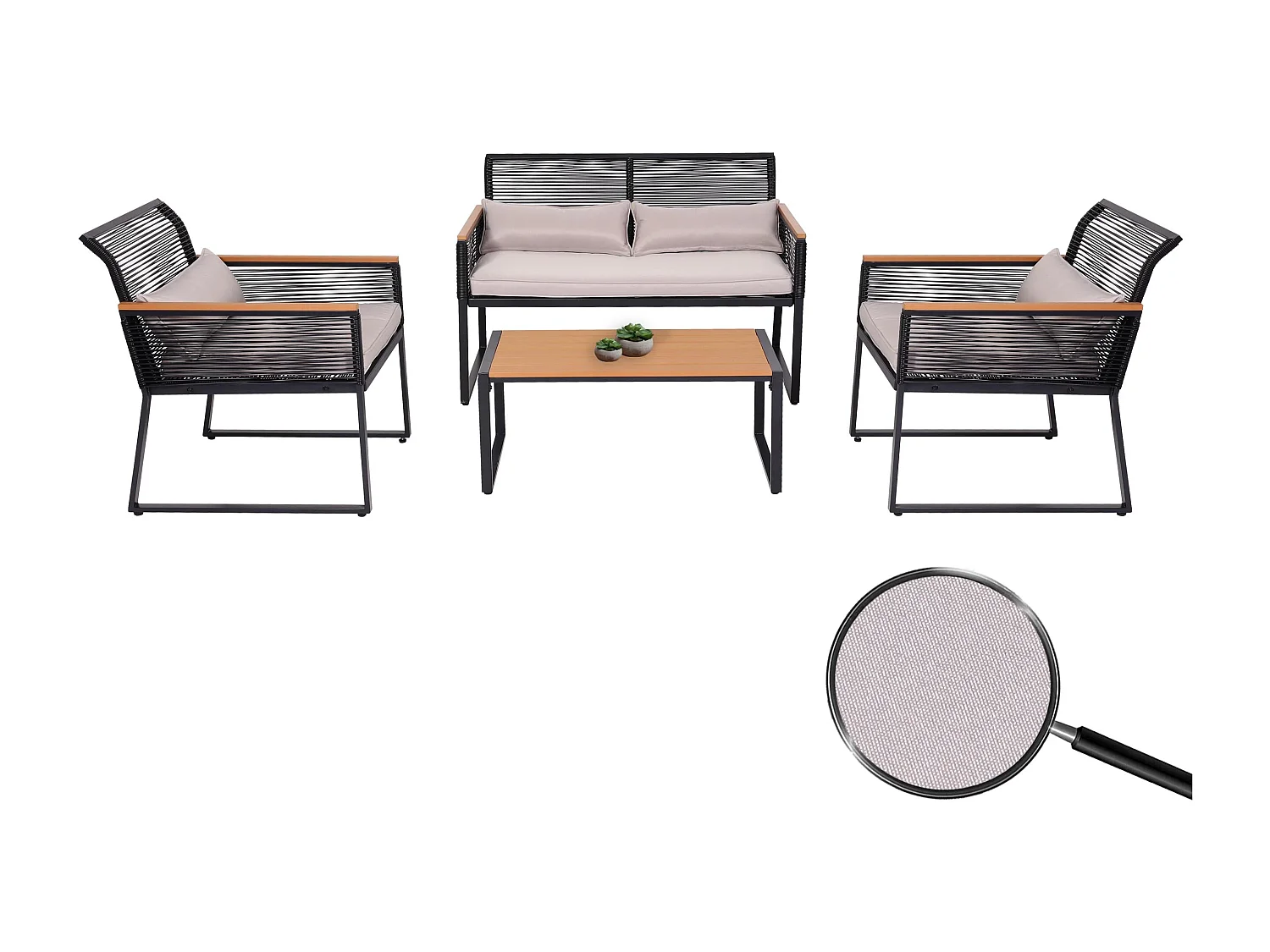 Salon de jardin canapé grise 66 x 38 x 118 cm 04_0008309