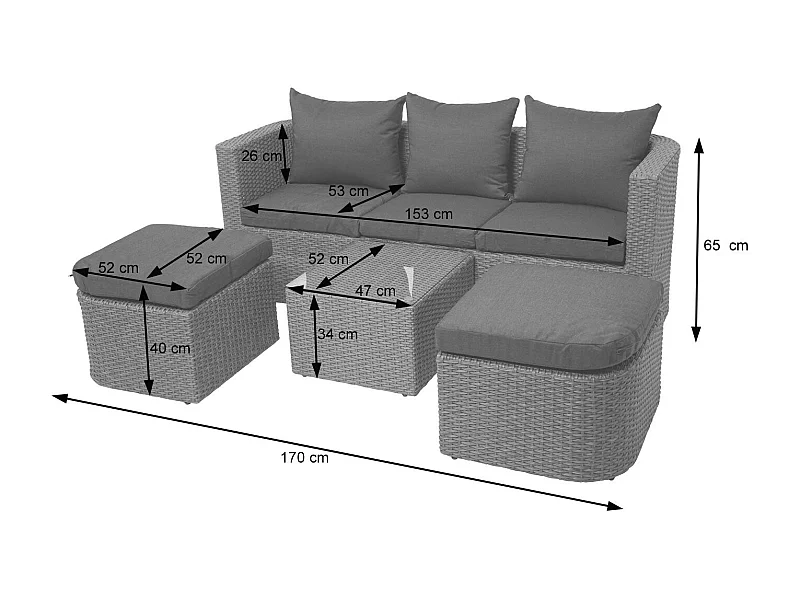 Salon de jardin avec grise 170 x 62 x 65 cm 04_0000526