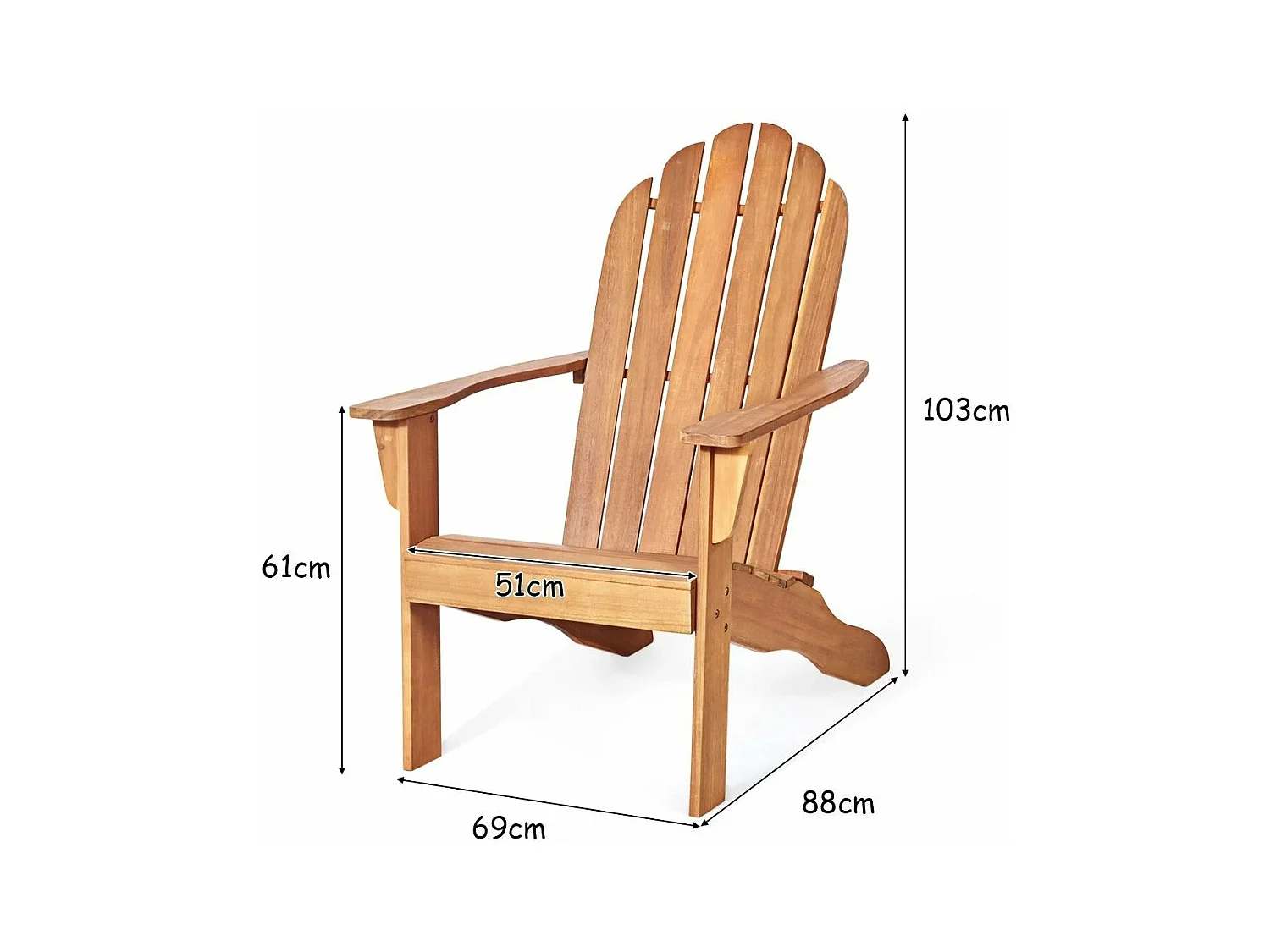 Chaise de jardin adirondack bois marron 69 x 88 x 103 cm 20_0000375