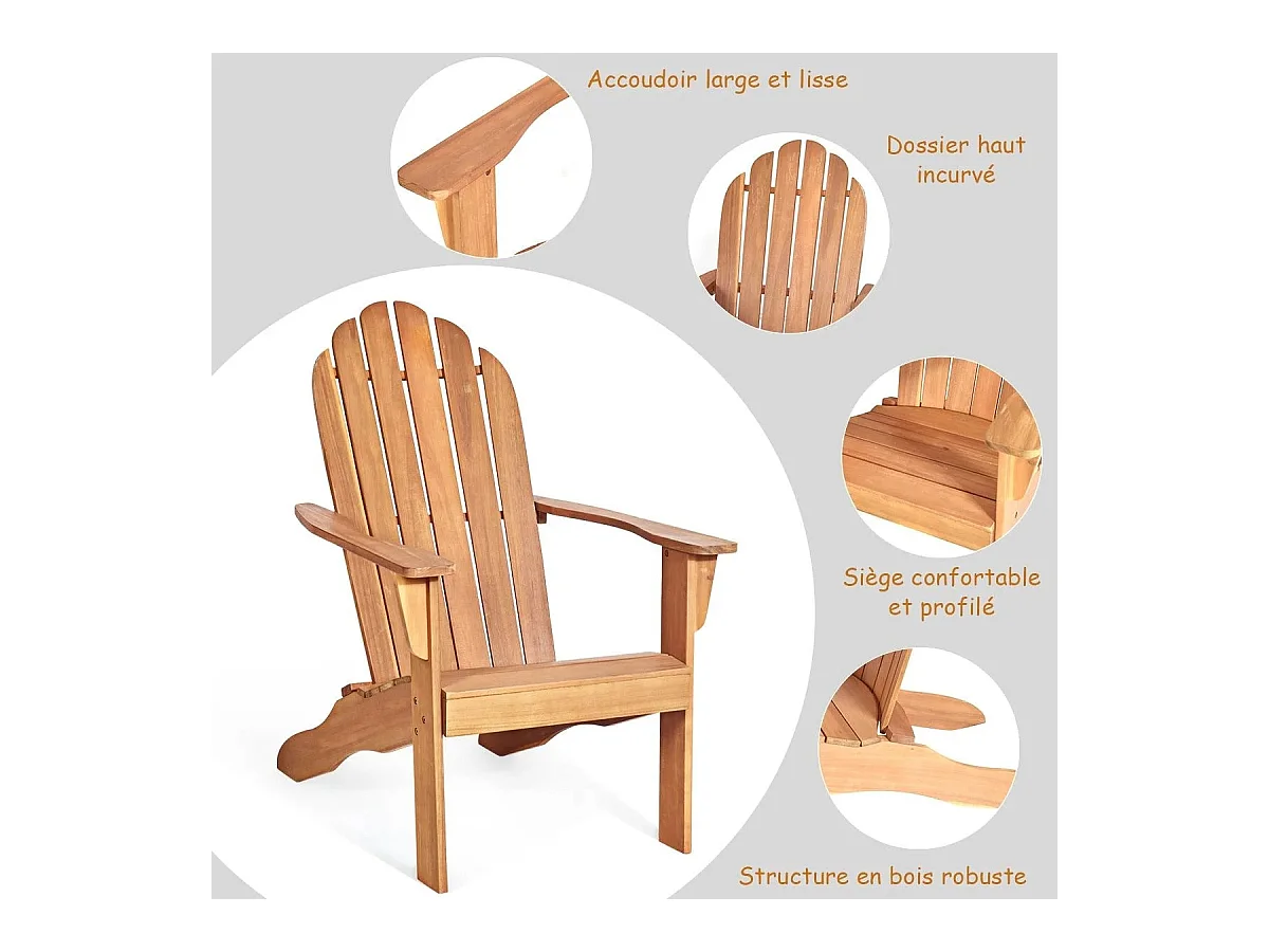 Chaise de jardin adirondack bois marron 69 x 88 x 103 cm 20_0000375