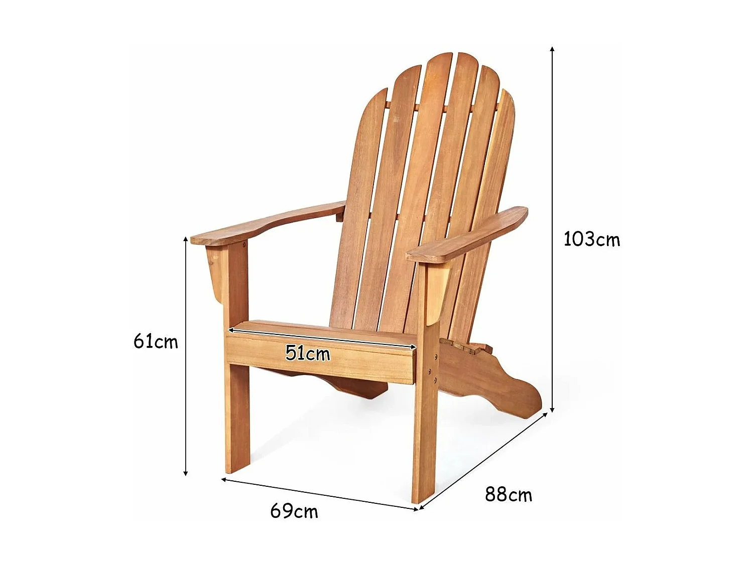 Chaise de jardin adirondack bois marron 69 x 88 x 103 cm 20_0000375