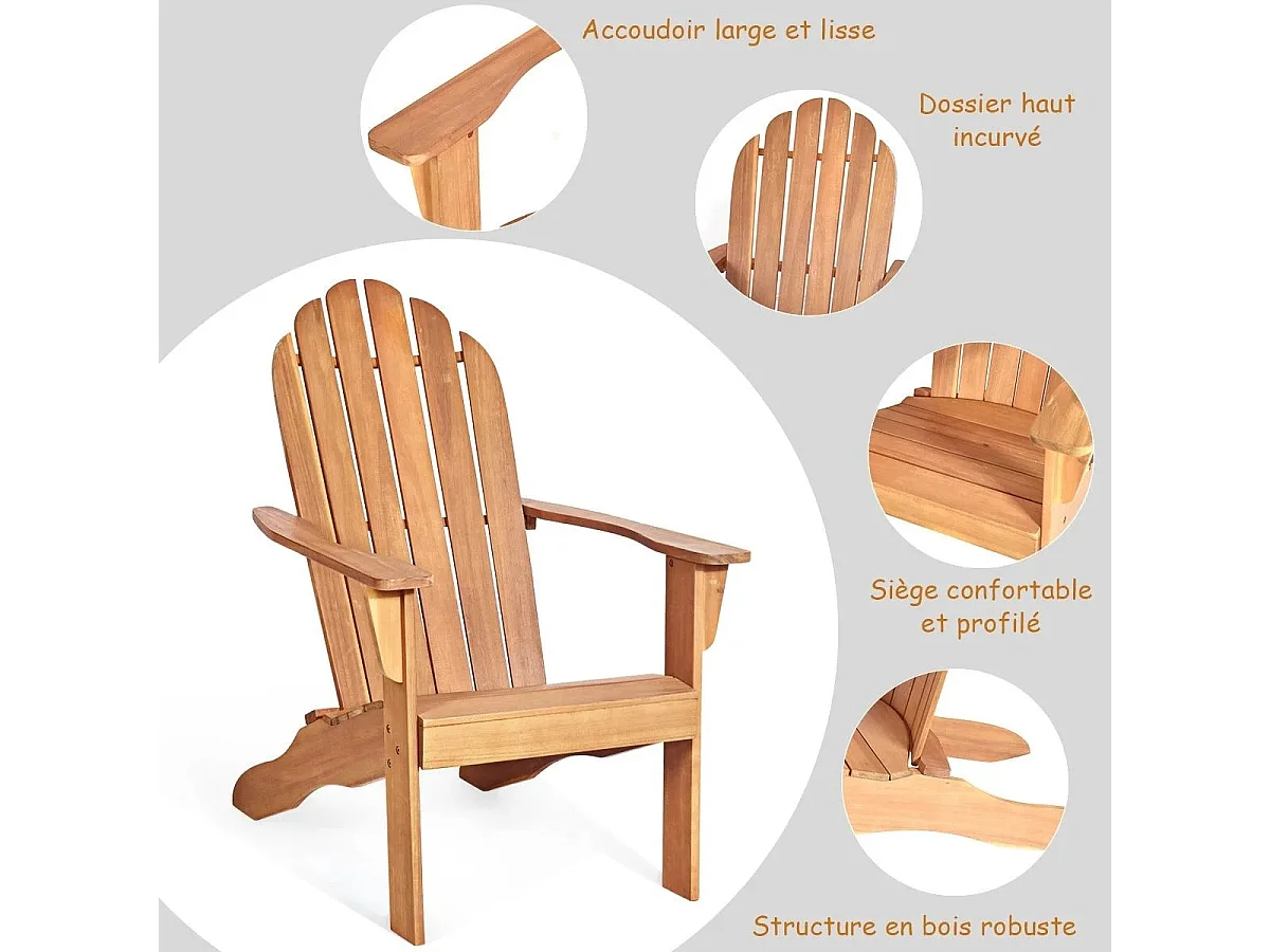 Chaise de jardin adirondack bois marron 69 x 88 x 103 cm 20_0000375