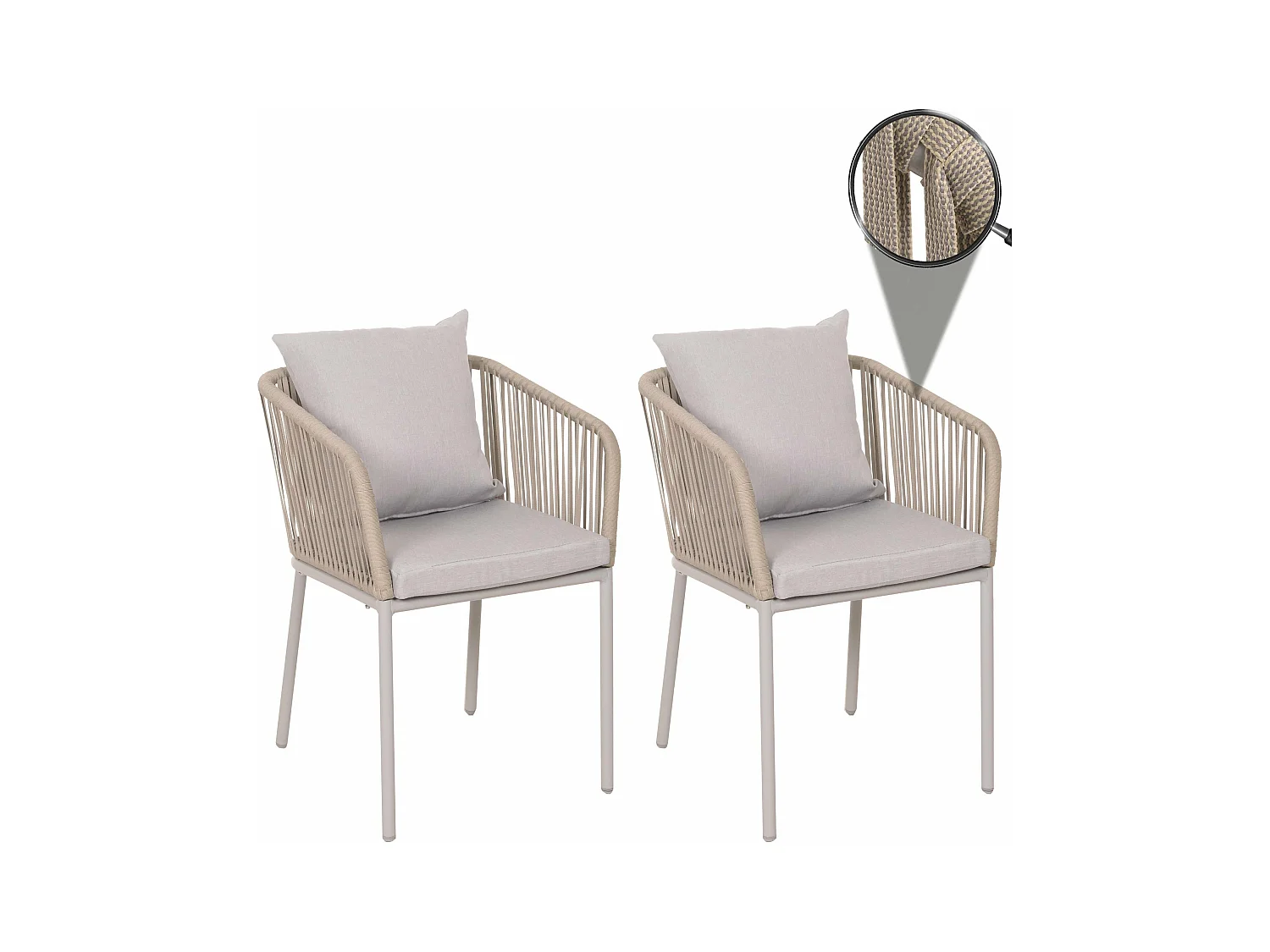 Lot de 2 chaises aluminium grise 58 x 45 x 65 cm 04_0007308