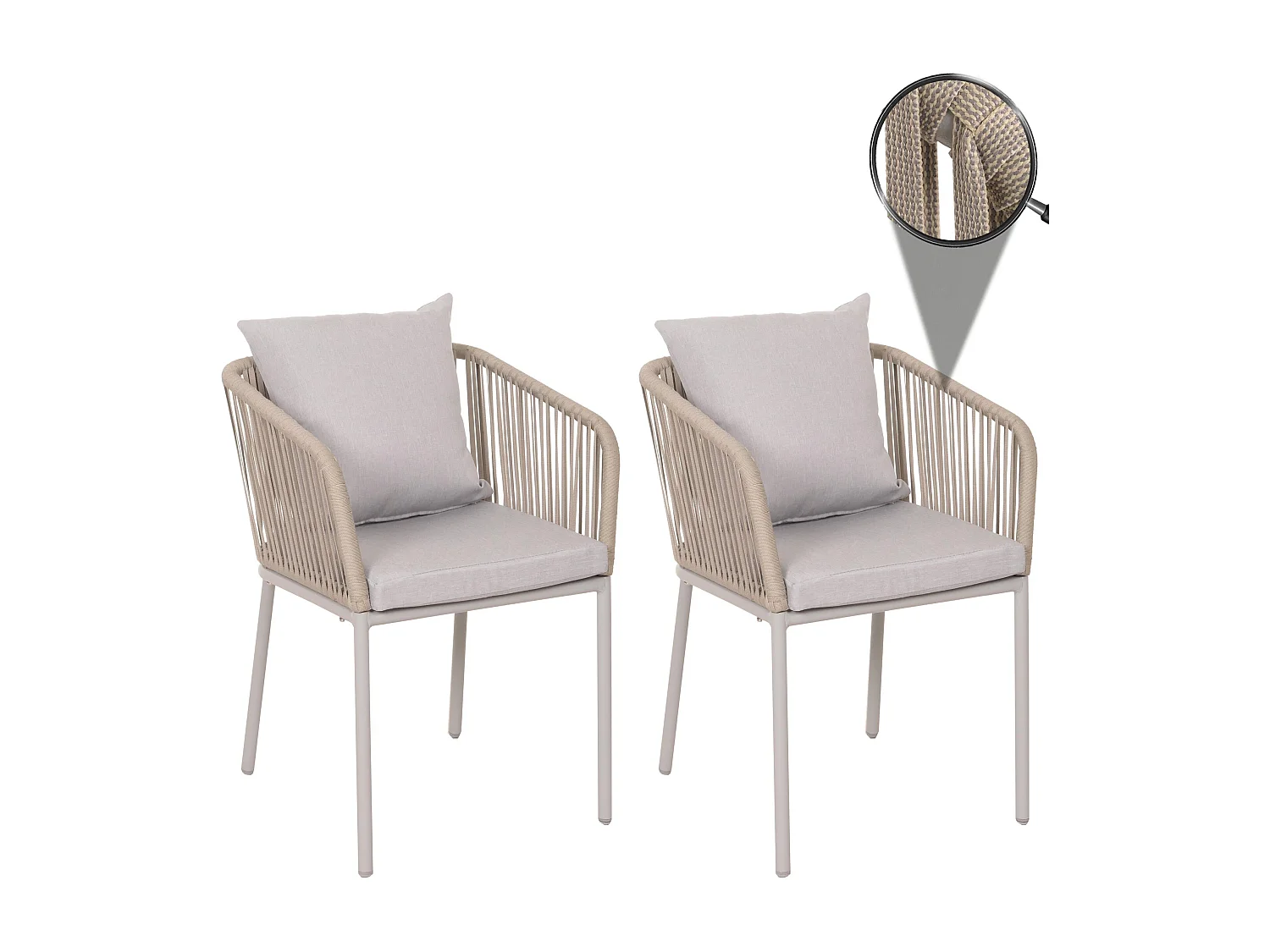 Lot de 2 chaises aluminium grise 58 x 45 x 65 cm 04_0007308