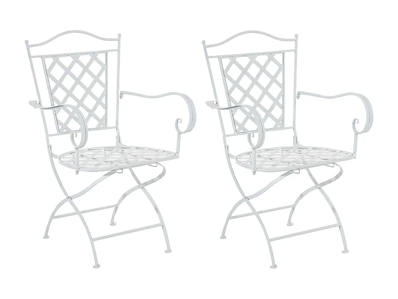 Lot de 2 chaises métal blanche 56 x 51 x 93 cm 10_0002856