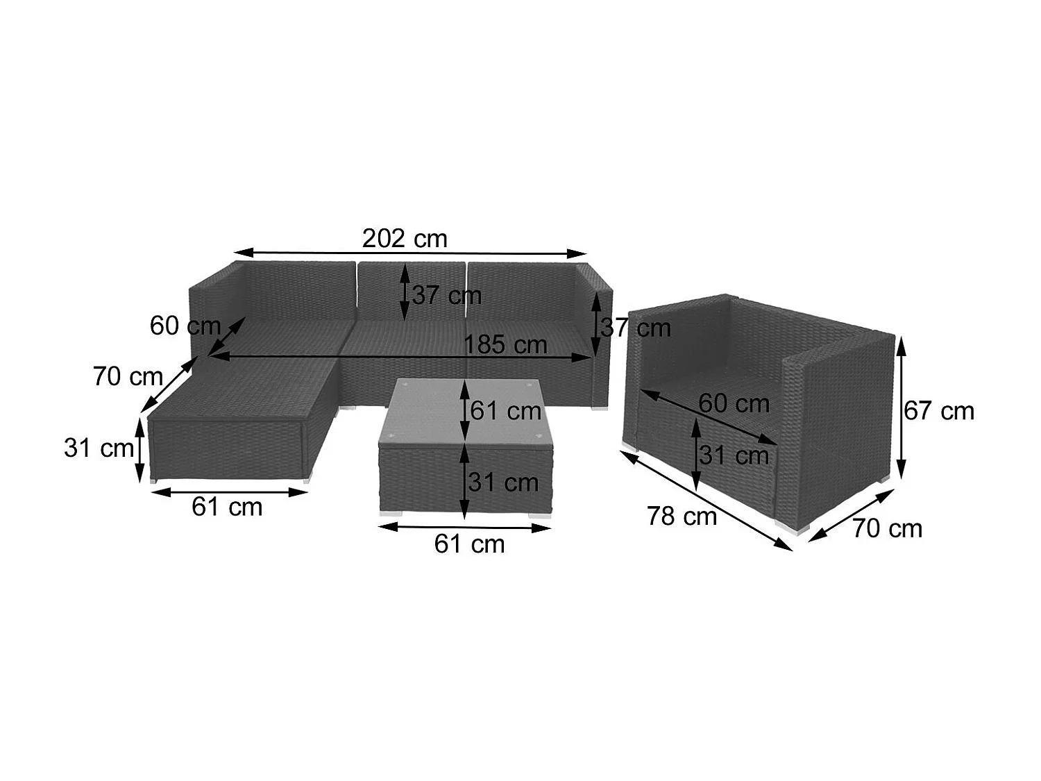 Salon de jardin en crème 78 x 70 x 67 cm 04_0004179