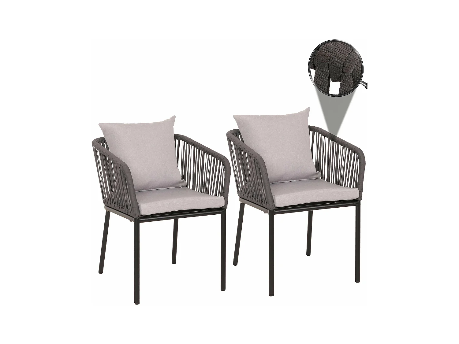 Lot de 2 chaises aluminium grise 58 x 45 x 65 cm 04_0007307