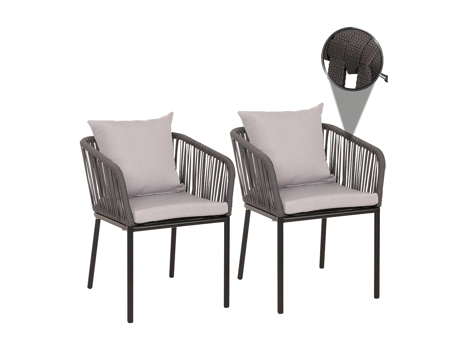 Lot de 2 chaises aluminium grise 58 x 45 x 65 cm 04_0007307