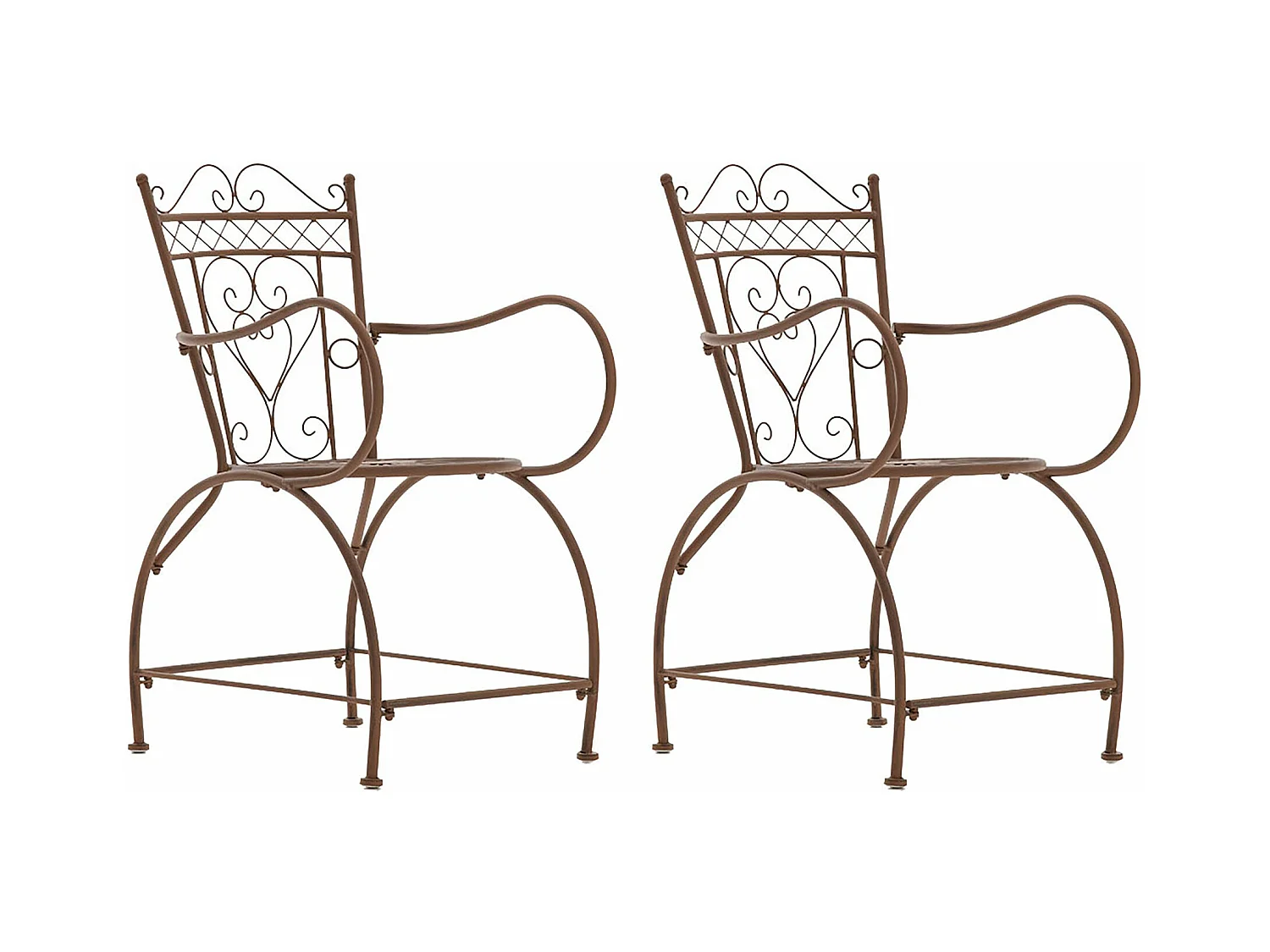 Lot de 2 chaises métal marron 48 x 60 x 88 cm 10_0002867