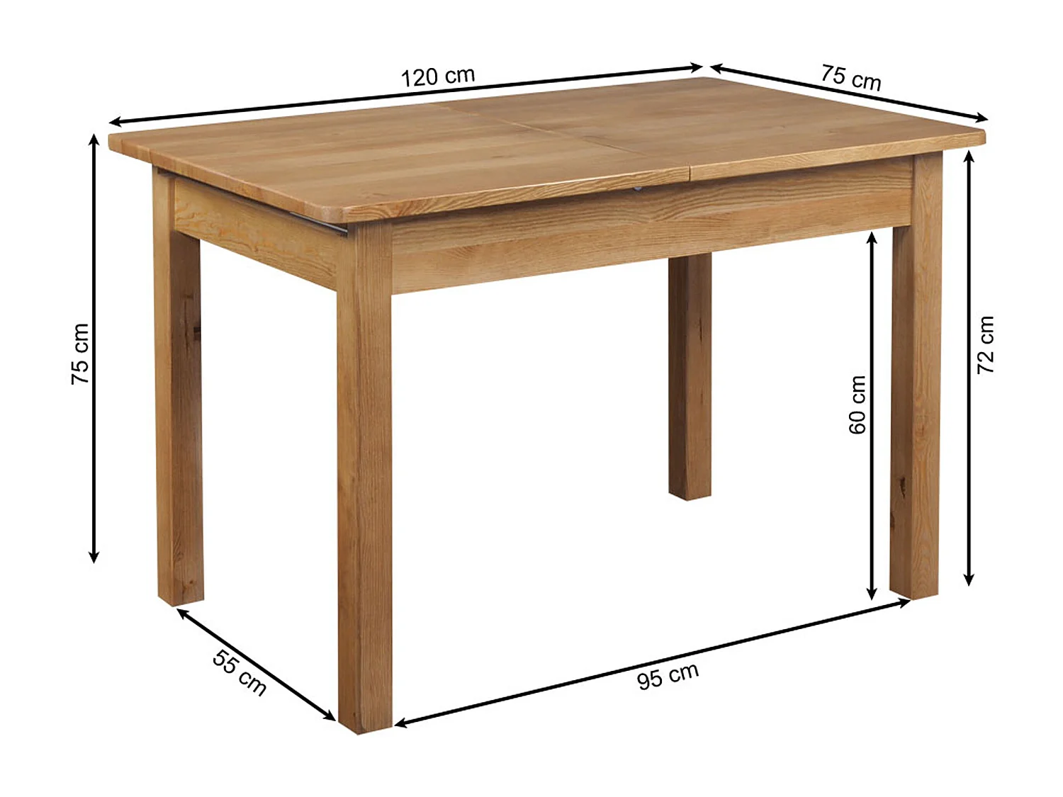 Stół rozkładany 120 / 168 x 75 cm drewniany, kolor dębowy