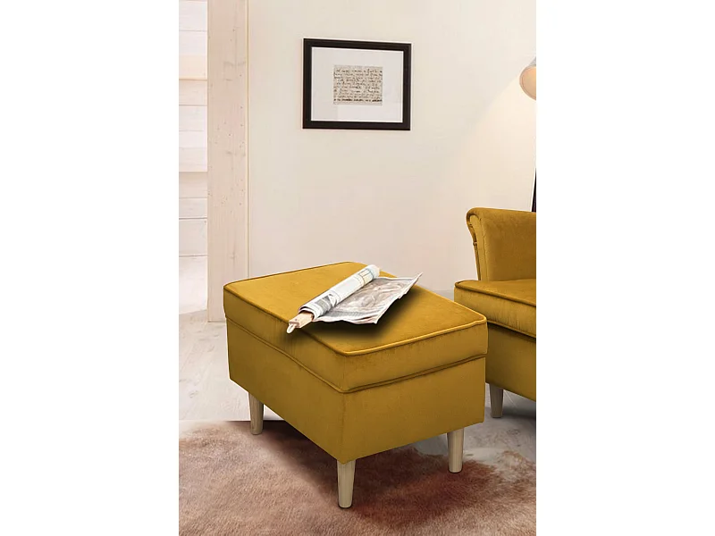 Hocker Teramo IV Fußhocker Wohnzimmer Schlafzimmer, gelb