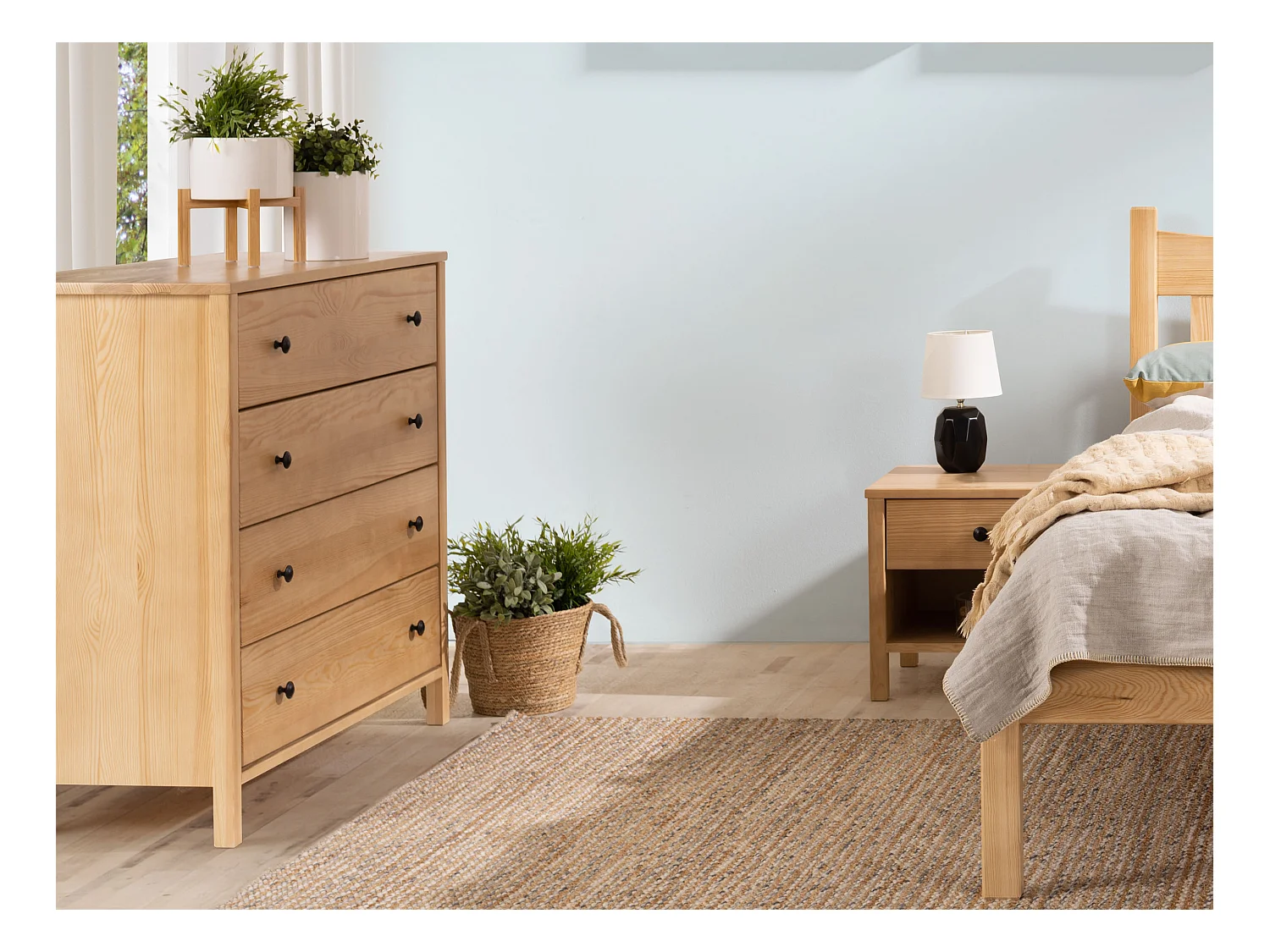 Komoda drewniana 94 x 98 cm Prestige IV, 4 szuflady, kolor dębowy