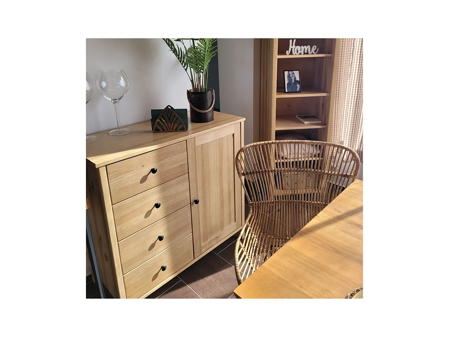 Komoda drewniana 94 x 98 cm Prestige VI, 4 szuflady 1 drzwi,  kolor dębowy