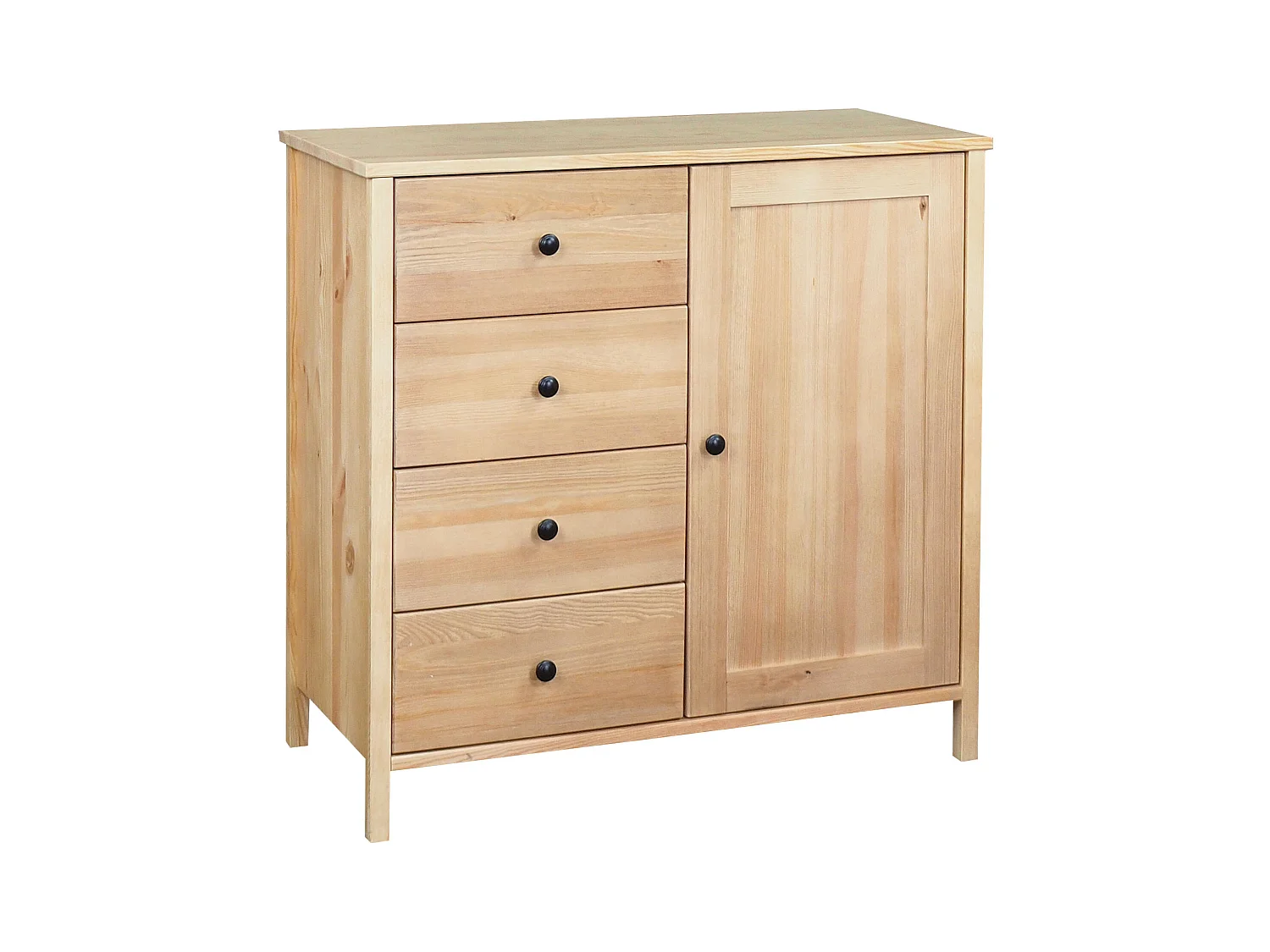 Komoda drewniana 94 x 98 cm Prestige VI, 4 szuflady 1 drzwi,  kolor dębowy