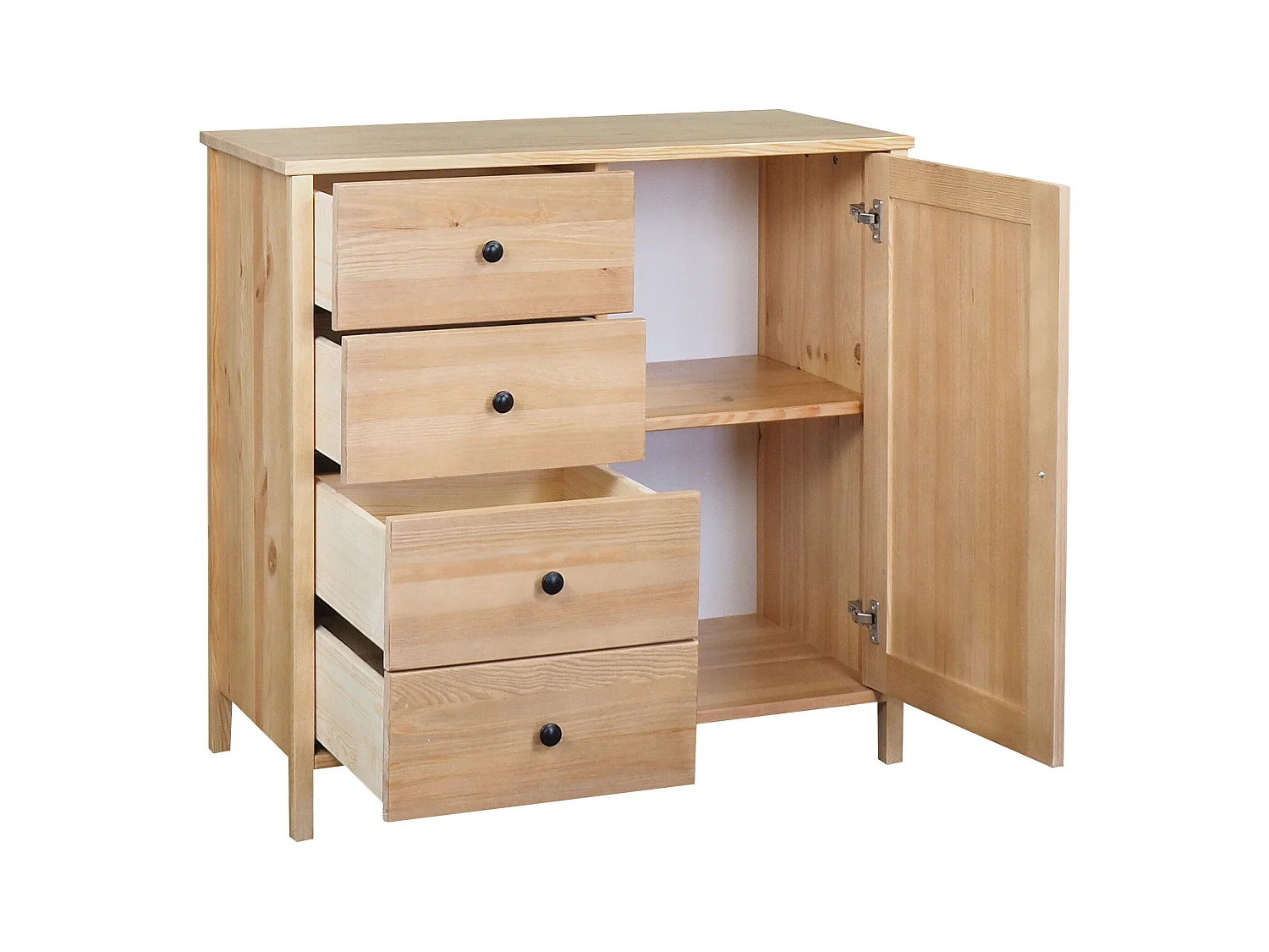 Komoda drewniana 94 x 98 cm Prestige VI, 4 szuflady 1 drzwi,  kolor dębowy