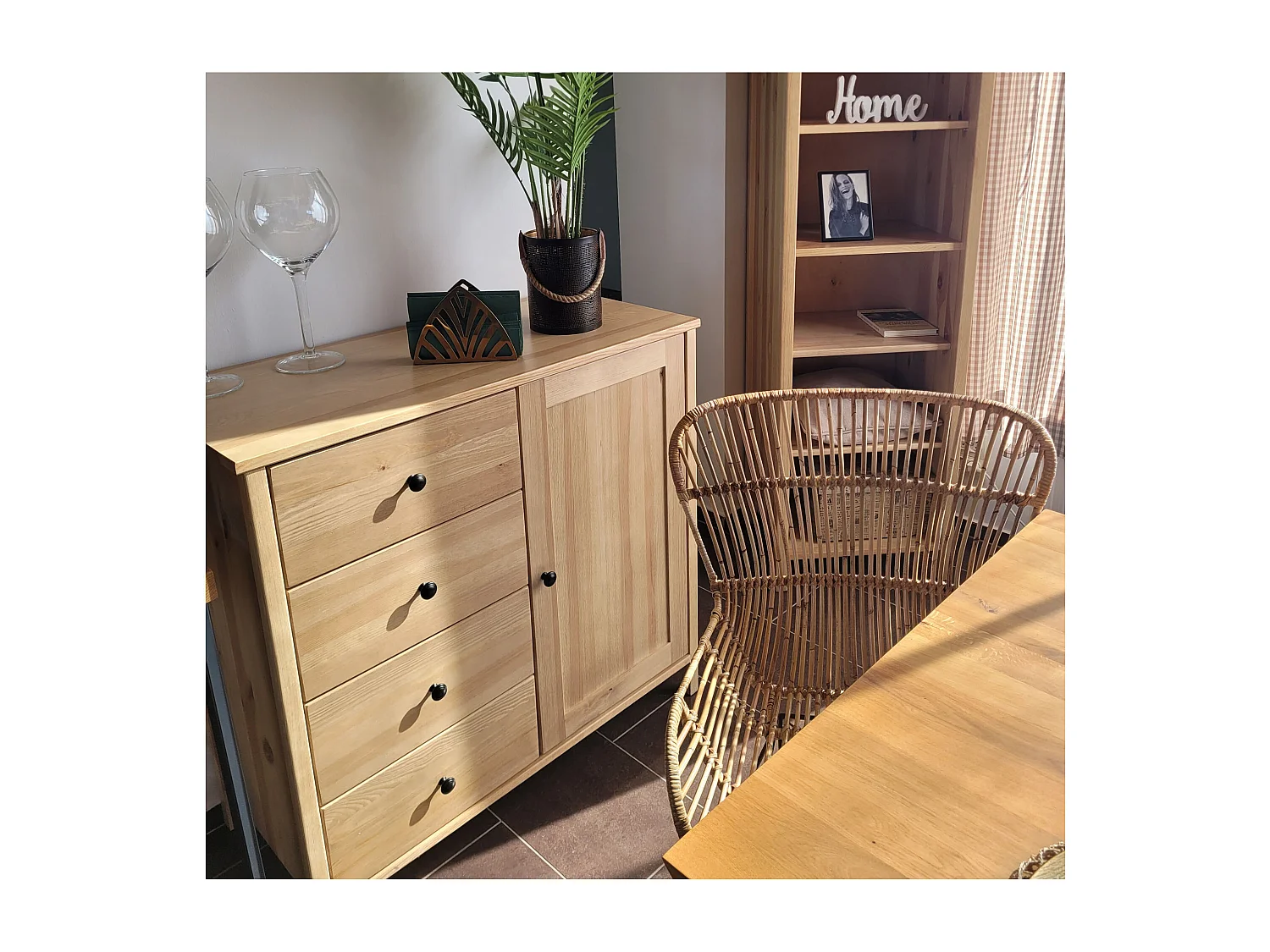 Komoda drewniana 94 x 98 cm Prestige VI, 4 szuflady 1 drzwi,  kolor dębowy