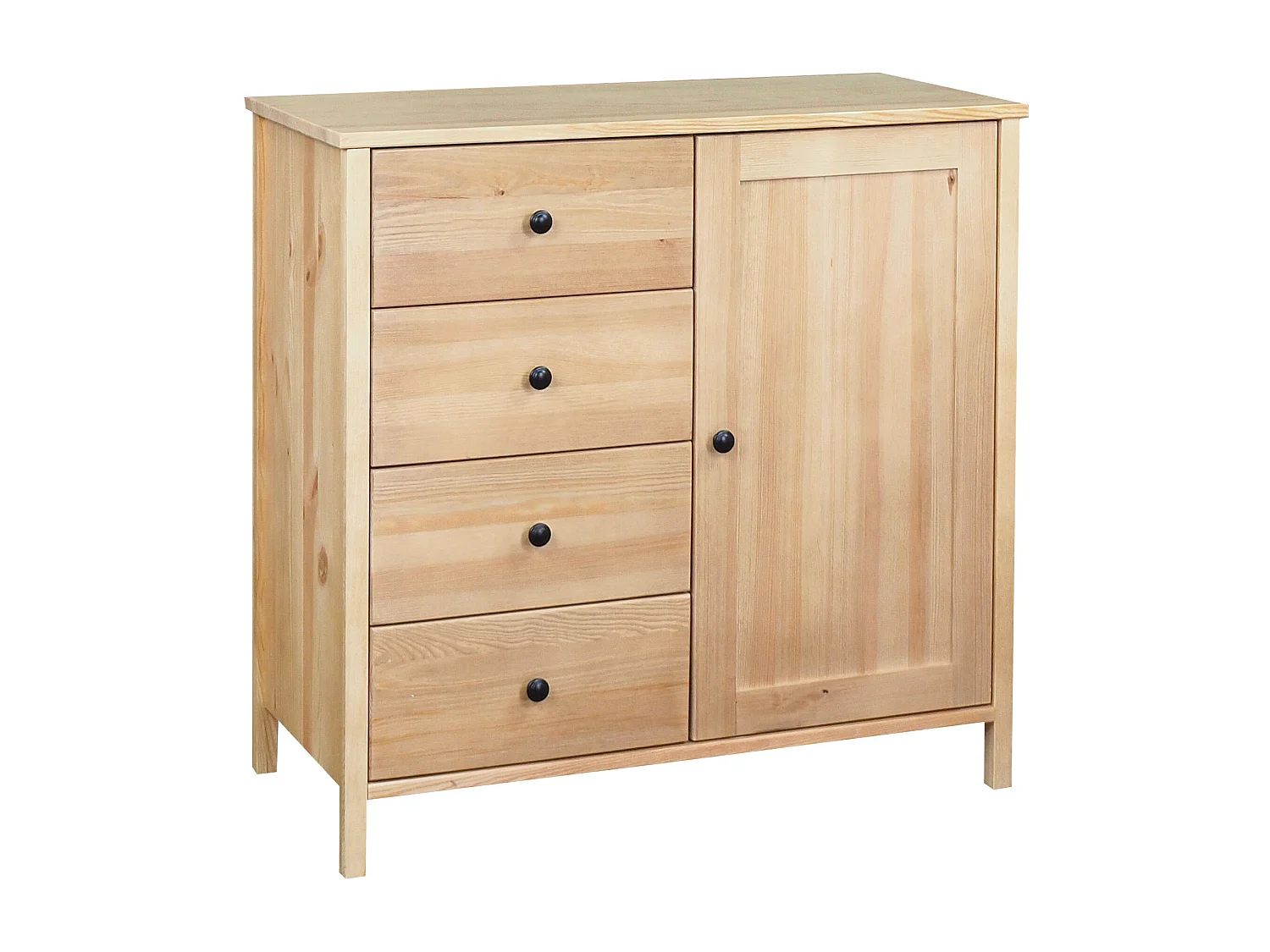 Komoda drewniana 94 x 98 cm Prestige VI, 4 szuflady 1 drzwi,  kolor dębowy