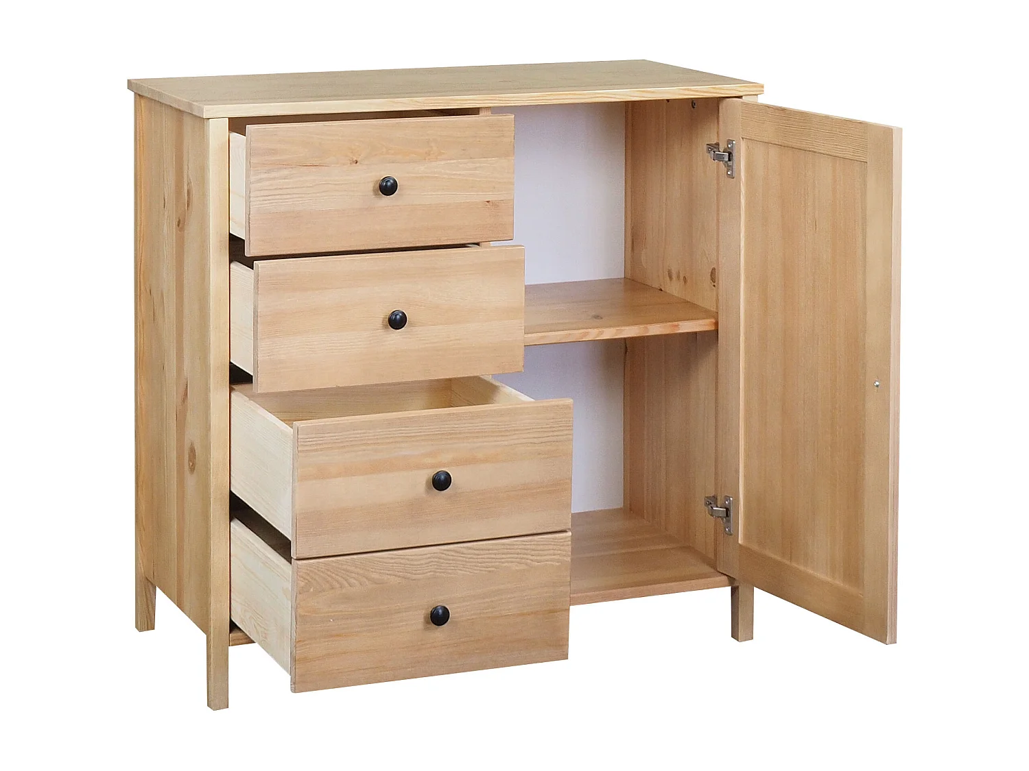 Komoda drewniana 94 x 98 cm Prestige VI, 4 szuflady 1 drzwi,  kolor dębowy