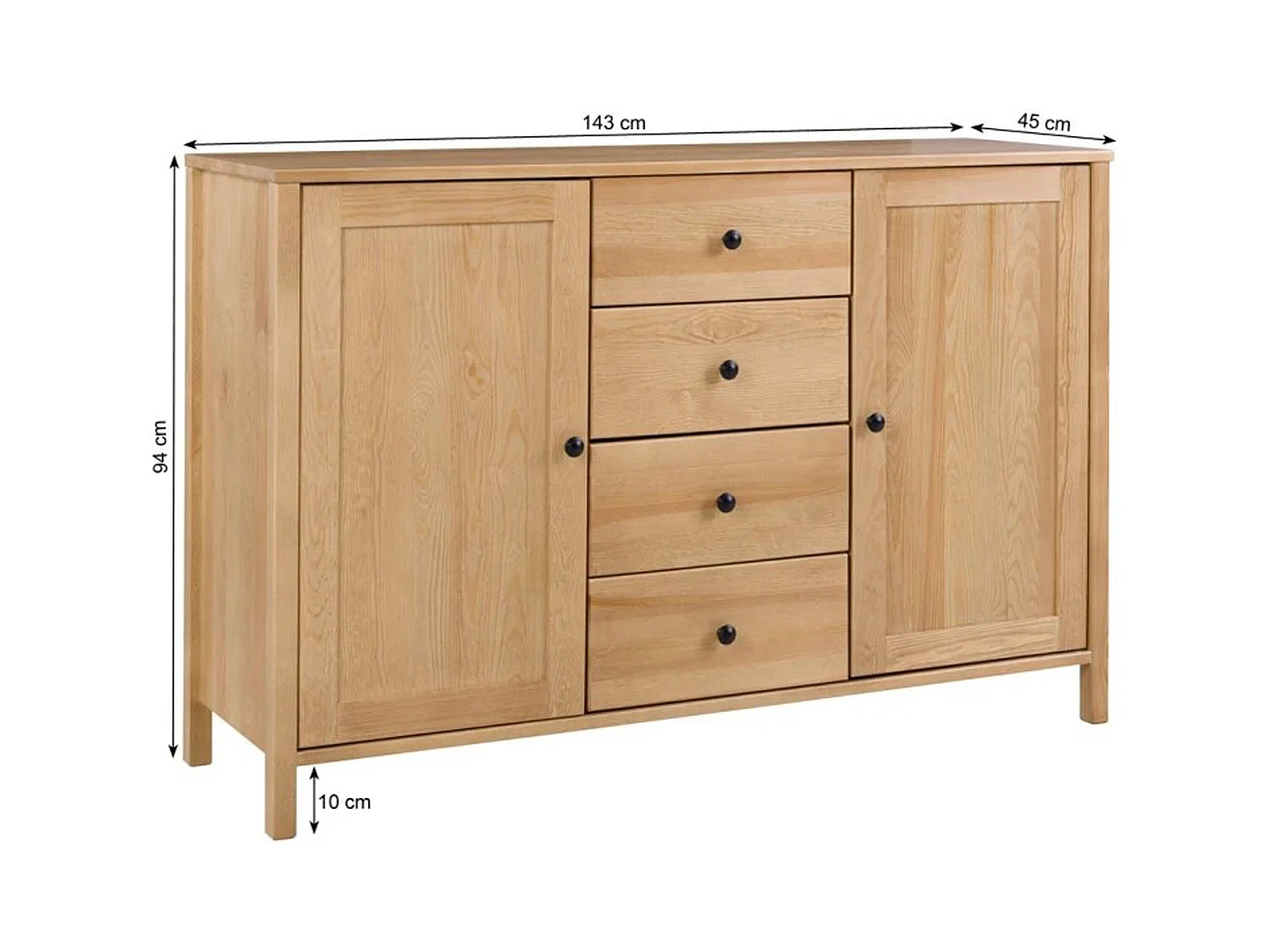 Komoda drewniana 94 x 143 cm Prestige III, 3 szuflady 2 drzwi, kolor dębowy