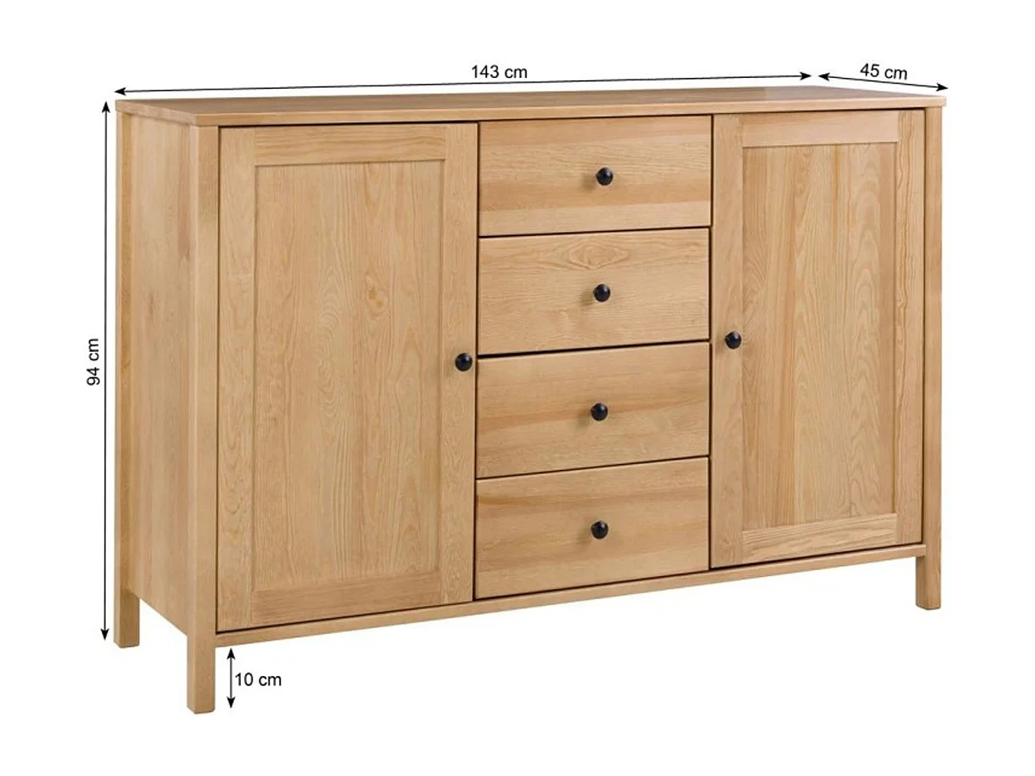 Komoda drewniana 94 x 143 cm Prestige III, 3 szuflady 2 drzwi, kolor dębowy